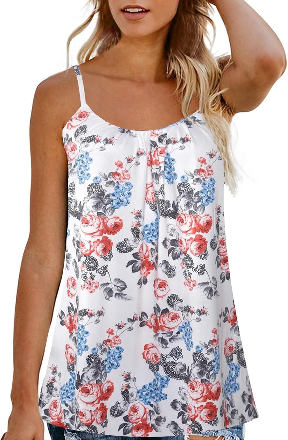 Plus Size Tank Top for Women Spaghetti Strap Cami Tunic, No Color, Size No Size