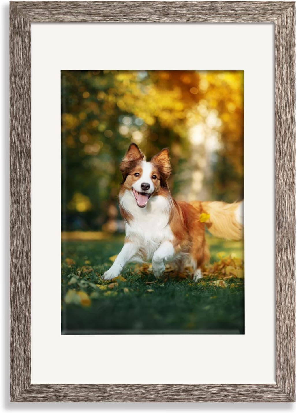 YK artwood 12x16 picture frame With Mat 8.5x11 Inch Gray Color - Poster Frame - Display Pictures - Wood Frames with Polished Plexiglass - Wall Gallery Photo Frames