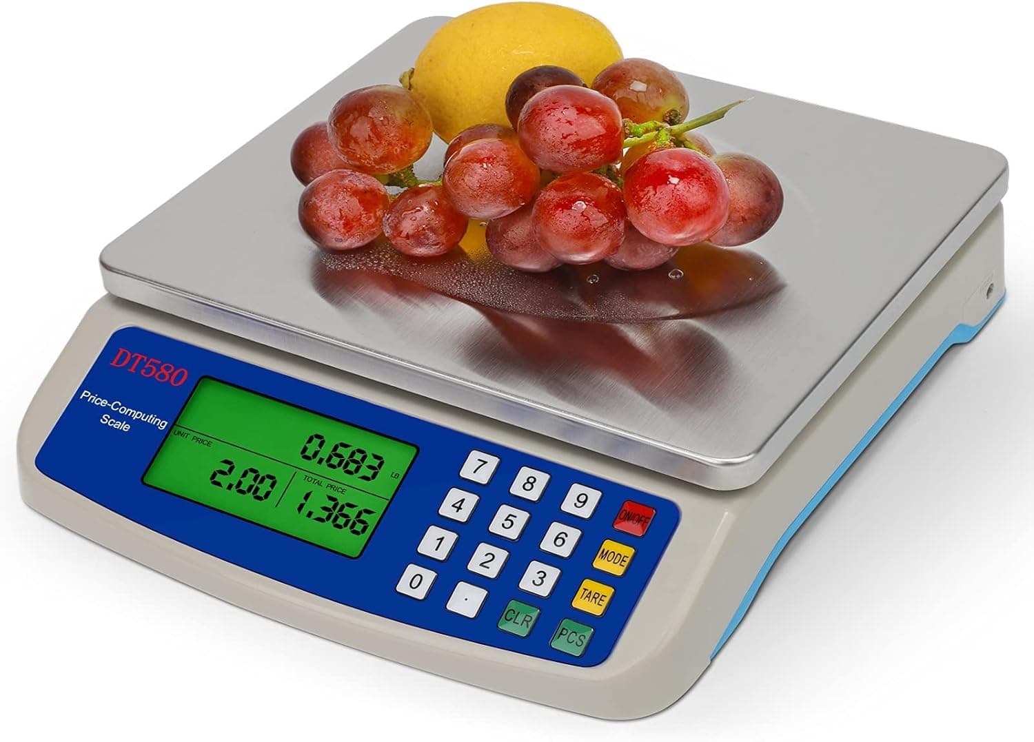 RUJIXU 30kg Electronic Kitchen Scale Stainless Steel Digital Food Scale Counting Balance with LCD Display Batteries Included and 6V poweradapter