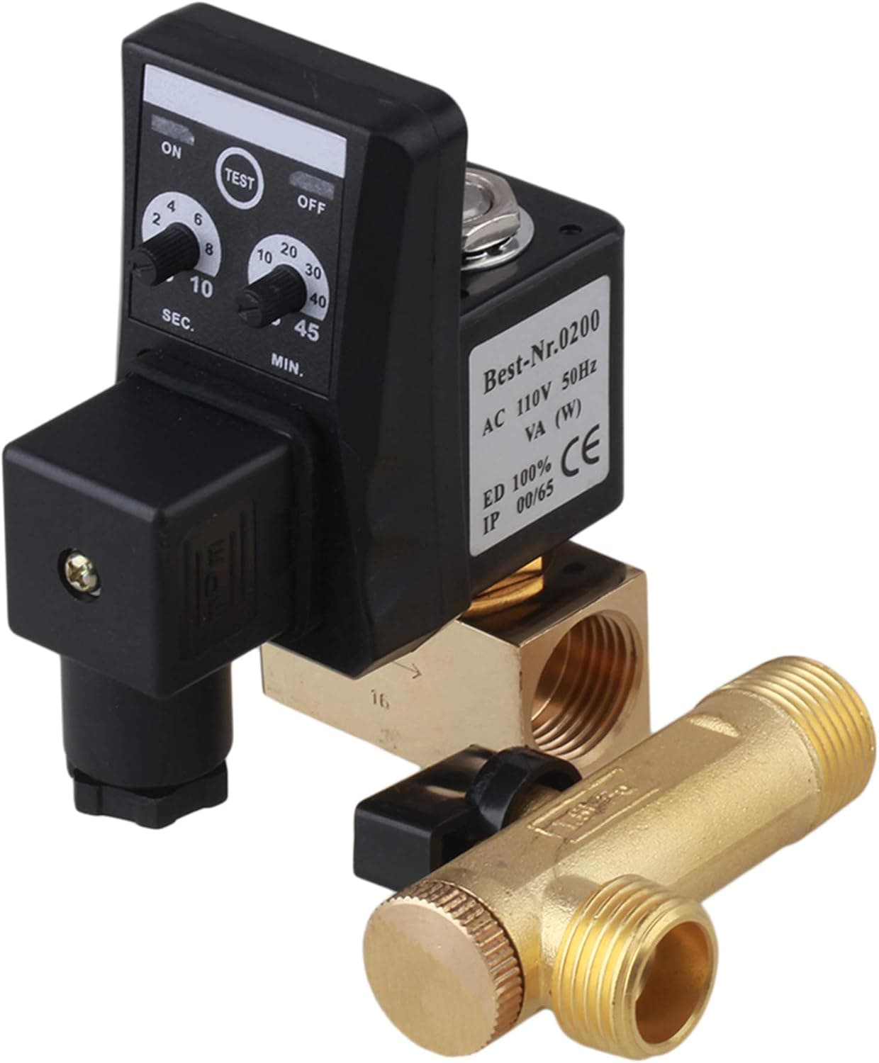 CNBTR Automatic Timed Water Trank Direct-acting Drain Valve Electronic Timed Air Compressor Forging Brass 1/2" Hole Diameter AC110V Drain Valve