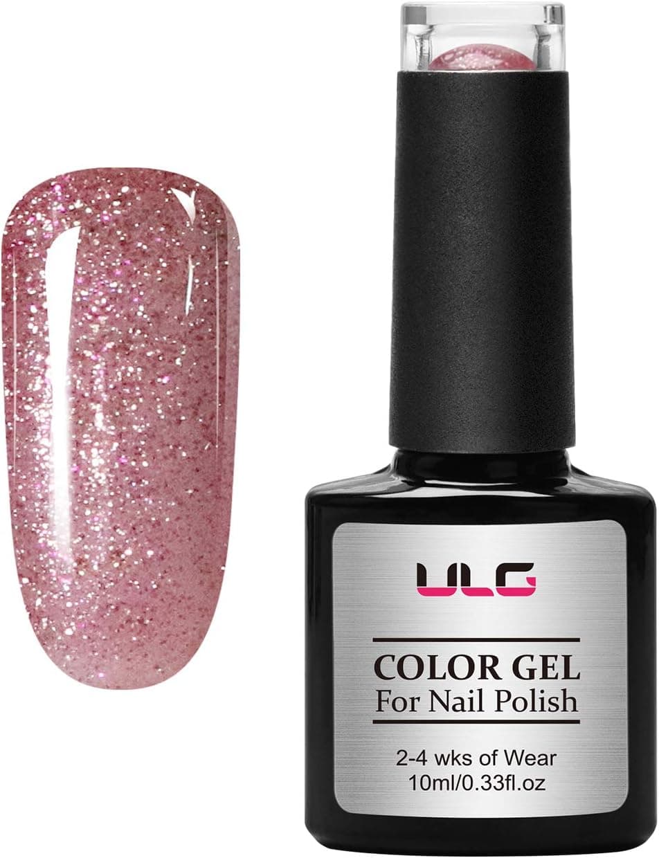 Glitter Gel Nail Polish ULG Pink Color Soak Off UV LED Gel Polish Nail Art