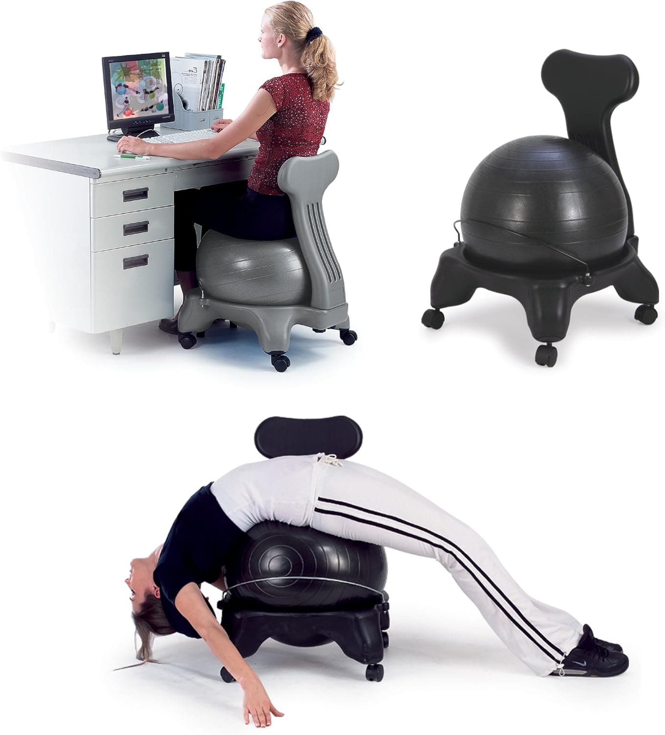Sivan Health and Fitness Balance Ball Fit Chair with Pump, Black, Large