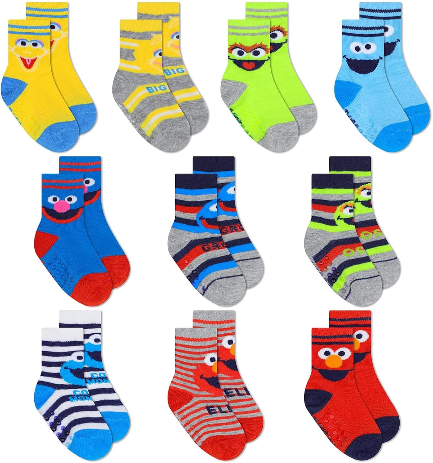 Accessory Supply Sesame Street Toddler Socks, Grip Socks for Kids, Toddler Socks with Grippers, Toddler Non Slip Socks