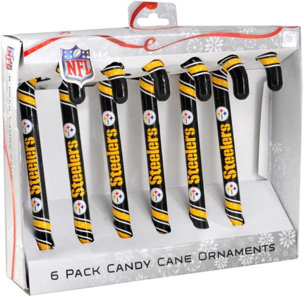 FOCO NFL Pittsburgh Steelers Candy Cane Ornament Set