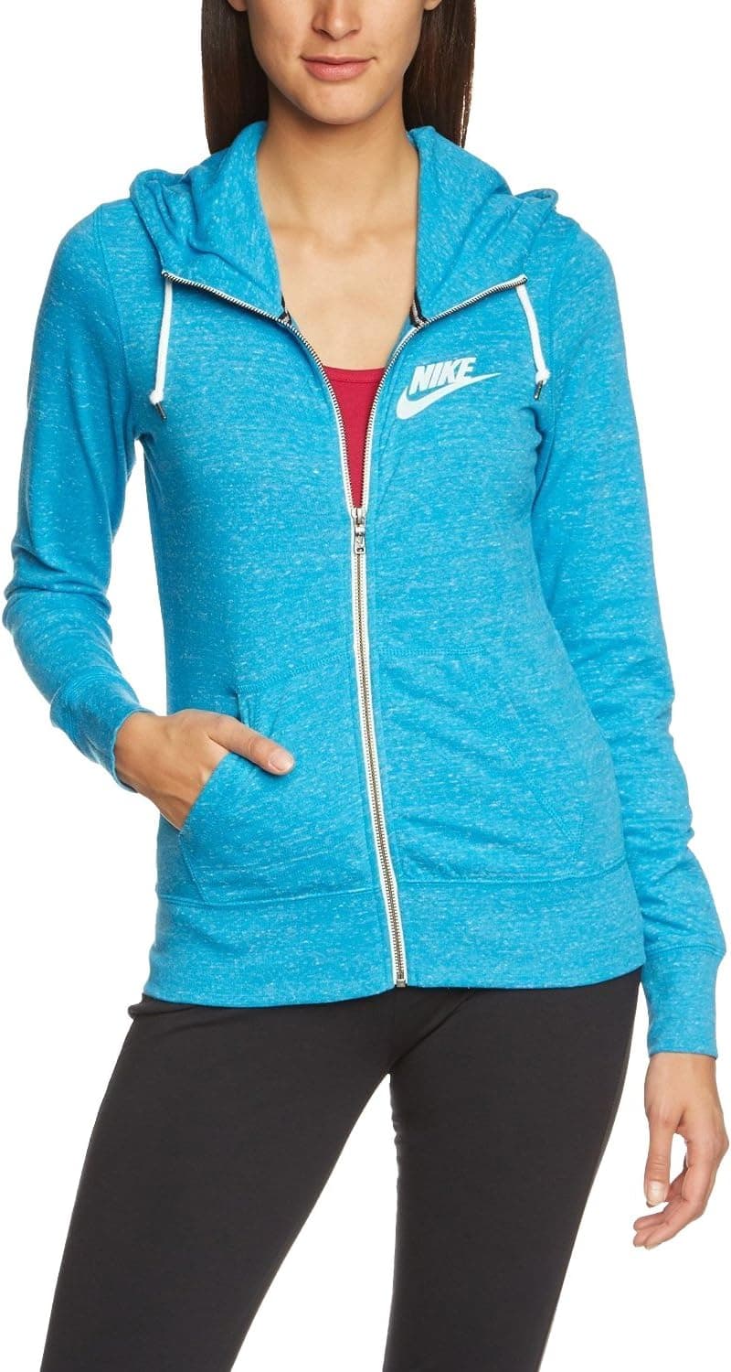 Nike Women's Gym Vintage Full Zip Hoodie (Blue) (Small)