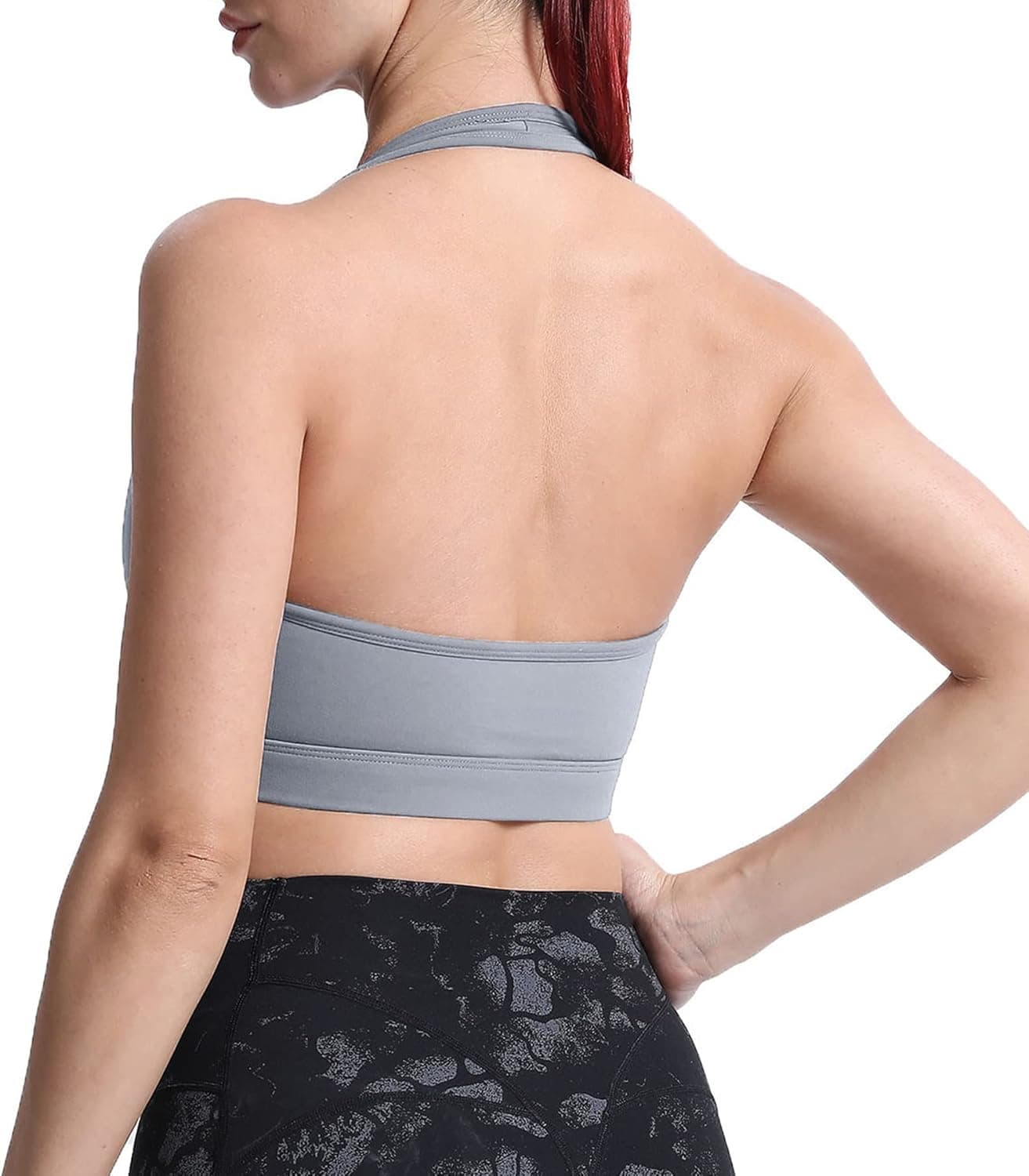 Aoxjox Women's Workout Sports Bras Fitness Backless Padded Halter Bra Yoga Crop Tank Top
