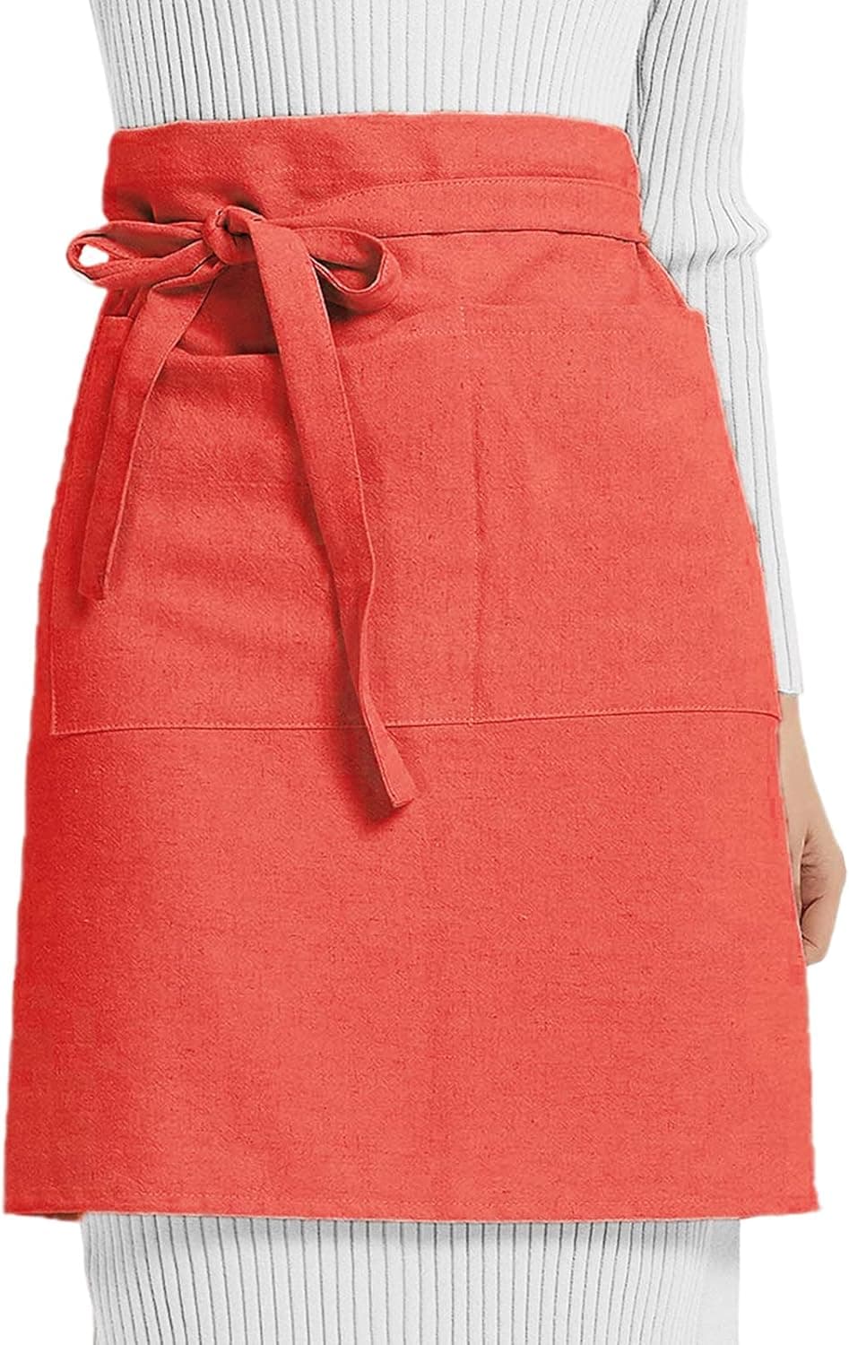 Cityelf Cotton Linen Bistro Half Apron with 2 Large Pockets Craft Waist Apron for Cooking Baking Gardening Art Painting…
