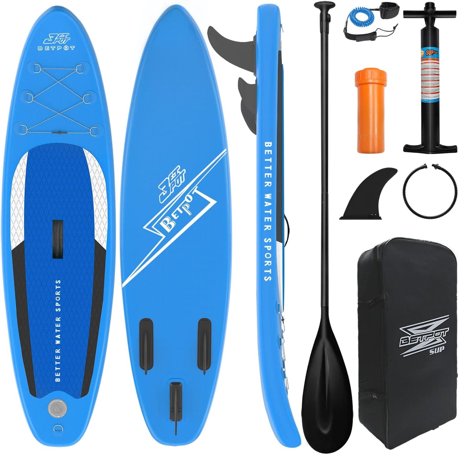 BETPOT Nautical Inflatable Stand Up Paddle Board , 10'6" x 32" x 6" Paddleboard with Premium Sup Accessories, Aluminum Alloy Paddle, Waterproof Backpack, Non-Slip Deck, Foot Rope, Hand Pump