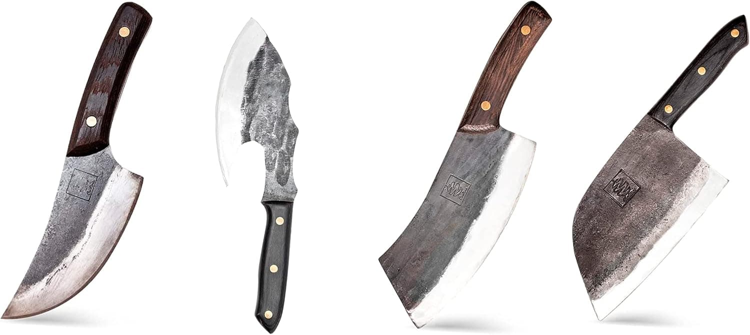 COOLINA Chef,Promaja,Machado,Butcher Knives Set for Meat Cutting & Vegetable | Carbon Steel Sharp Chef Knife for Kitchen or Outdoor Cooking