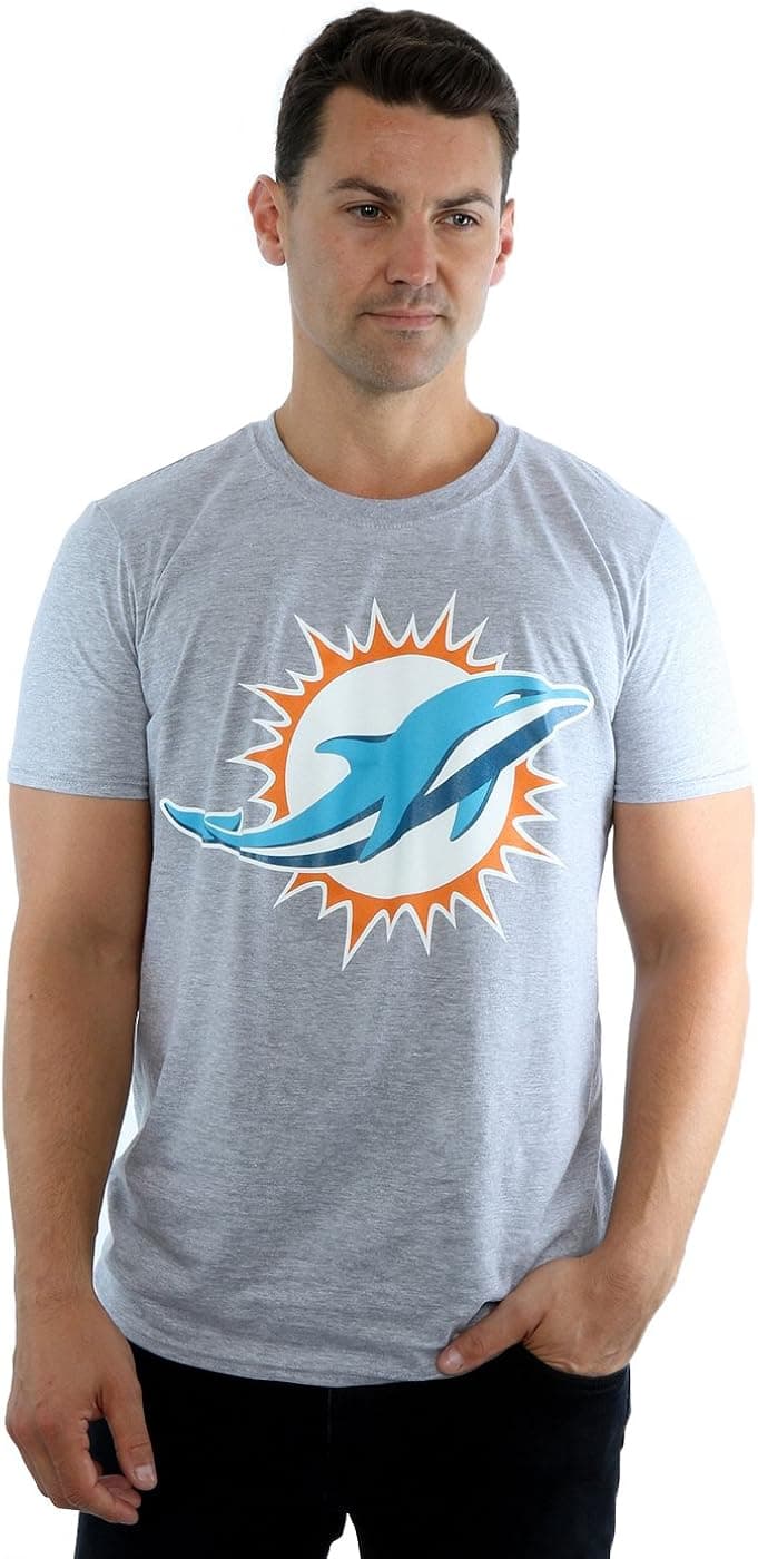 Majestic Men's NFL Miami Dolphins Logo T-Shirt XX-Large Heather Grey