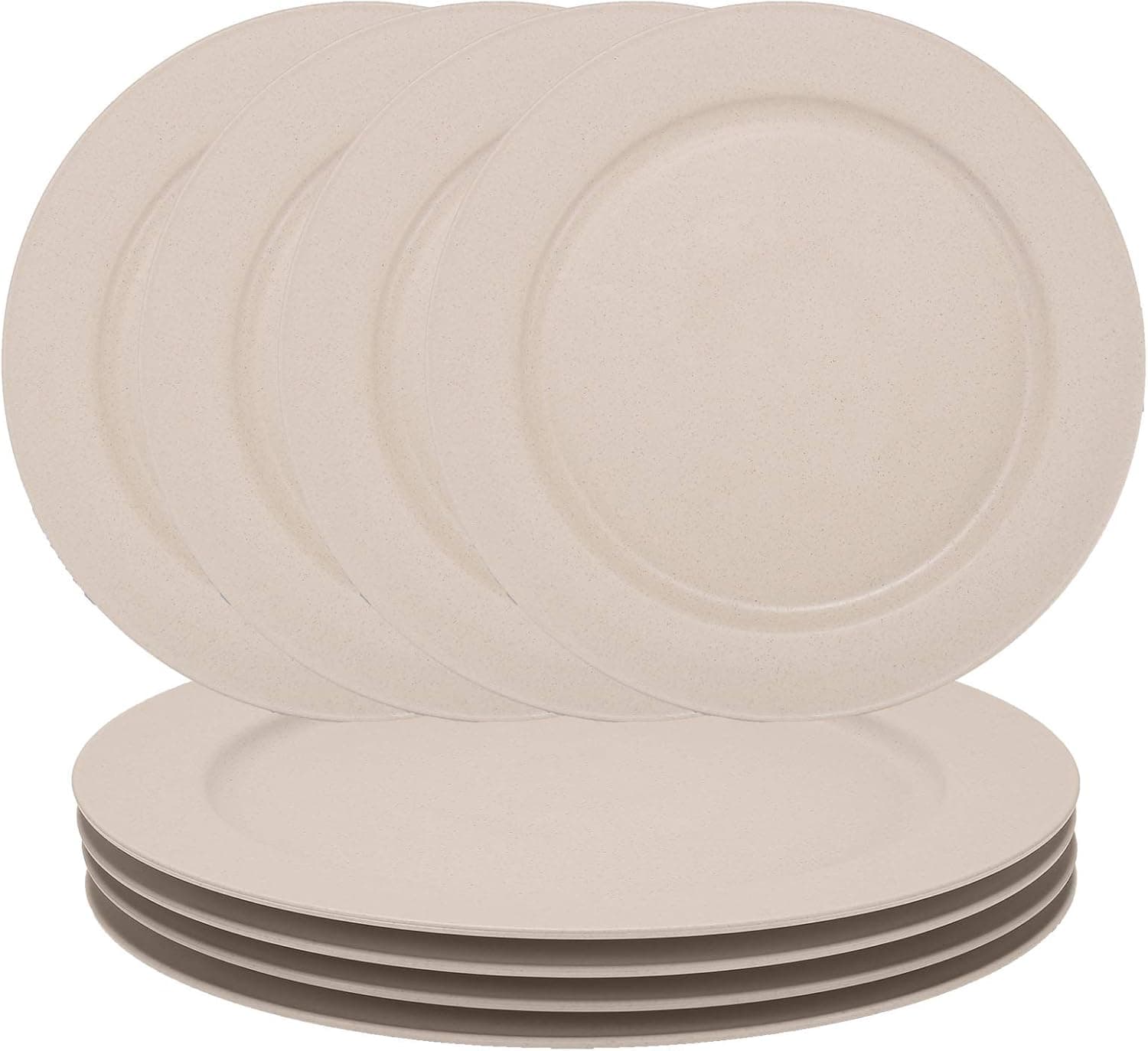 LuckyZone 10inch/4pcs Wheat Straw Plates - Unbreakable & Reusable Plate - Dishwasher & Microwave Safe - Perfect for Dinner Dishes - Healthy, Lightweight, BPA Free & Eco-Friendly (Beige)