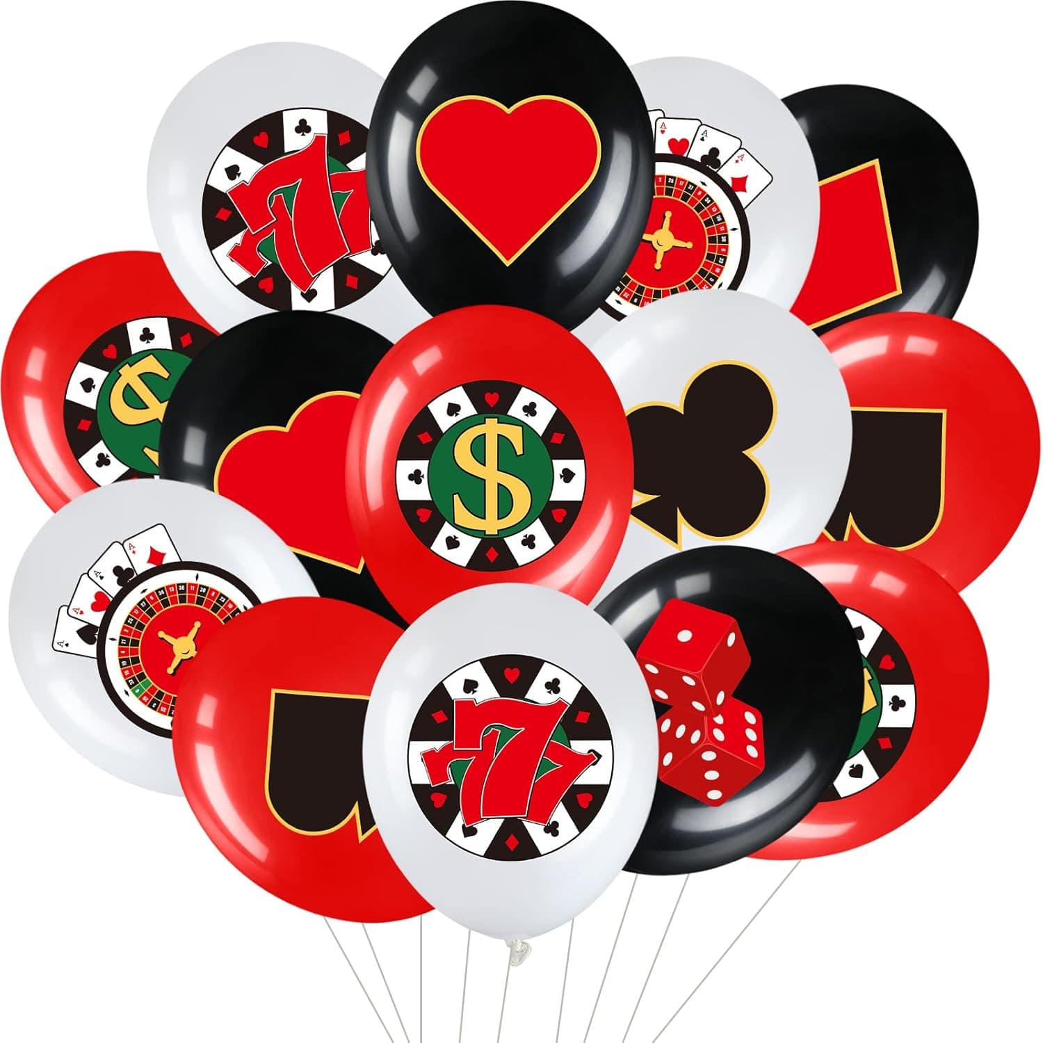40 Pieces Casino Theme Party Decoration, Game Night Poker Card Latex Balloon Red Black Happy Birthday Carnival Balloon for Las Vegas Casino Night Party Supplies Indoor Outdoor Decor