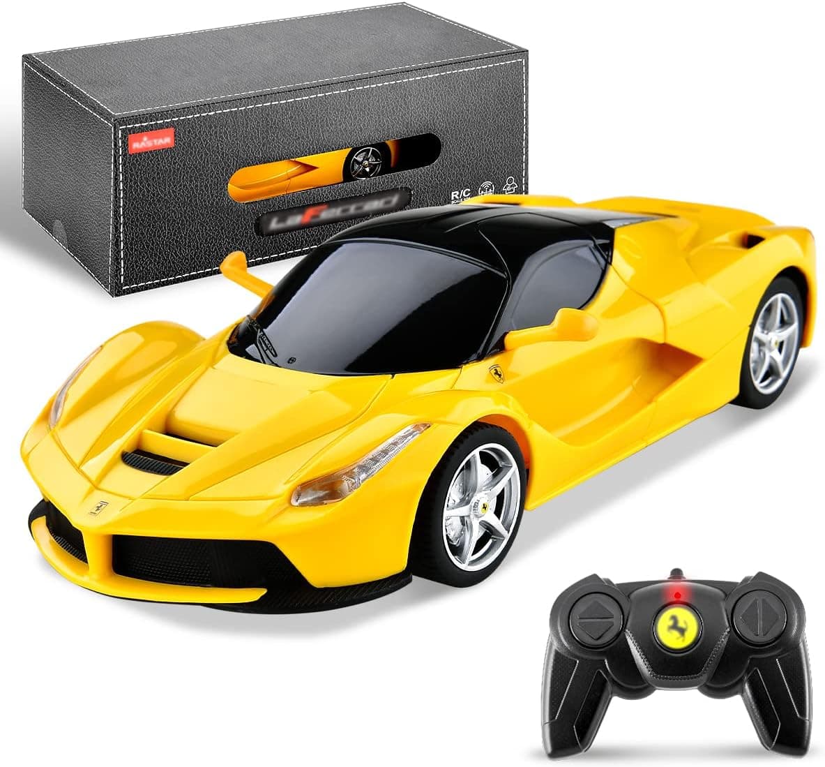 BEZGAR Ferrari Remote Control Car 1/24 Scale Ferrari LaFerrari Toy Car,Sport Racing Toy Car Model Vehicle for Kids, Adults, Girls and Boys Holiday Ideas Gift(48900 Yellow)