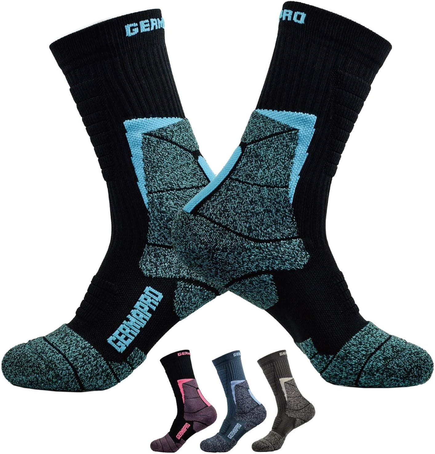 Women's Hiking Socks Breathable Boot Socks w/ Anti-Stress-Moisture Wicking Germanium & Coolmax Lite-Compression 1/2 prs