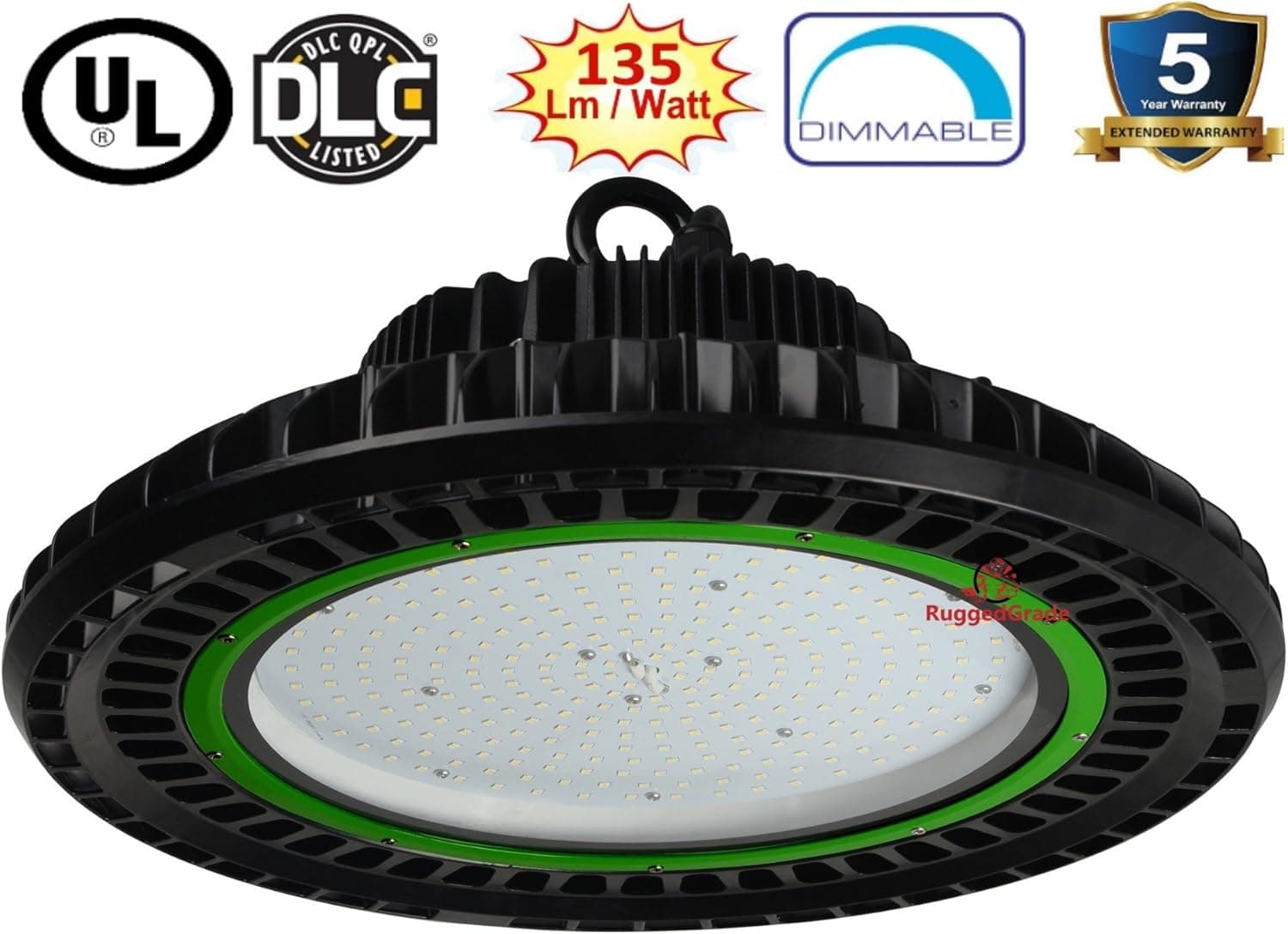 32,000 Lumen LED High Bay Light - 240 Watt LED High Bay Lighting – Dimmable (Optional) - Ultra Efficient 135 Lumens to Watts – 5000K Bright White- Warehouse LED Lights – UFO LED High Bay