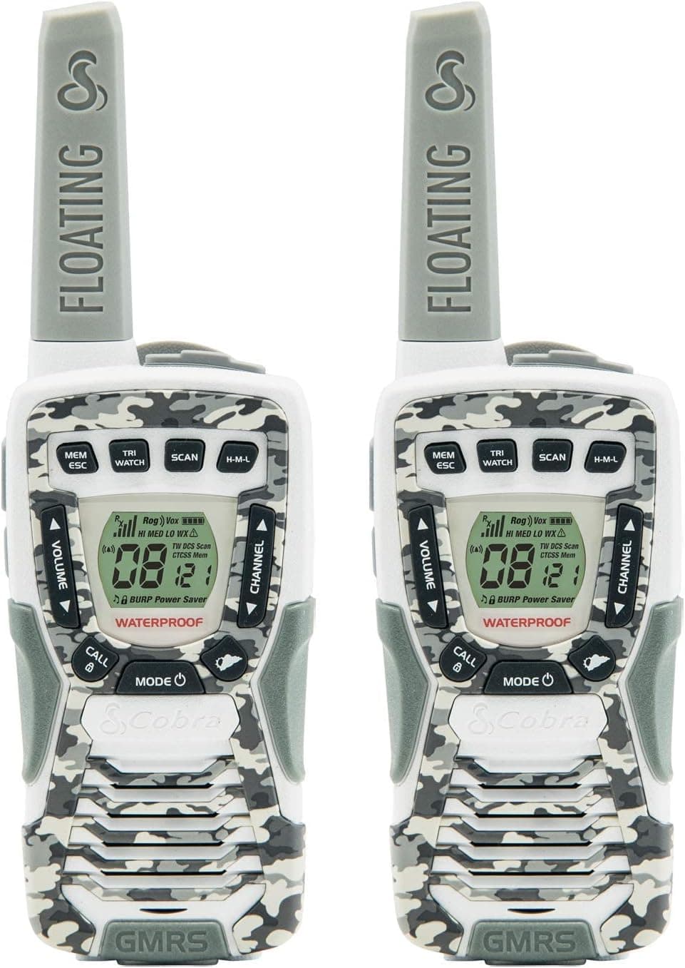 Cobra CXT1095FLTCW Walkie Talkies 37-Mile Two-Way Radios, Rechargeable (Camo White, Pair) (Renewed)