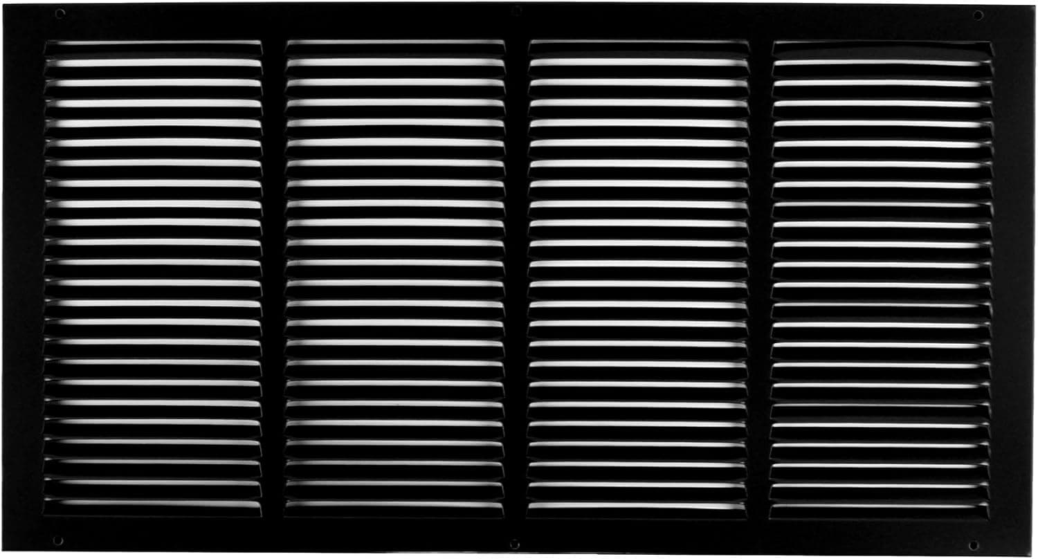 20" X 12" Steel Return Air Grilles - Sidewall and Ceiling - HVAC Duct Cover - Black [Outer Dimensions: 21.75"w X 13.75"h]