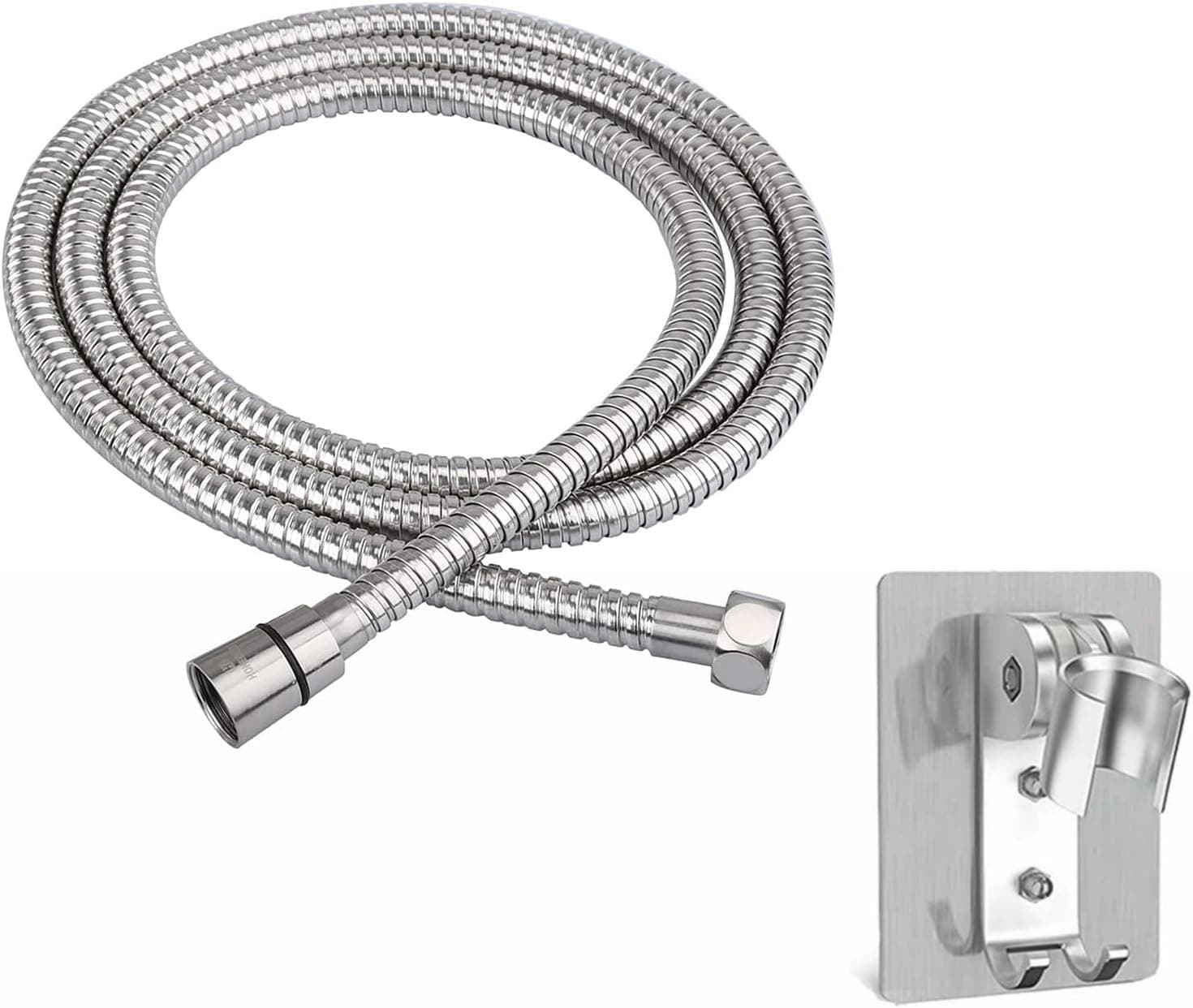 Shower Hose, 59 Inches Extra Long Chrome Handheld Shower Head Hose With Brass insert and nut Free Chromed Flexible Stainless Steel Shower Hose Replacement for Handheld Showerhead Hose + Shower Bracket