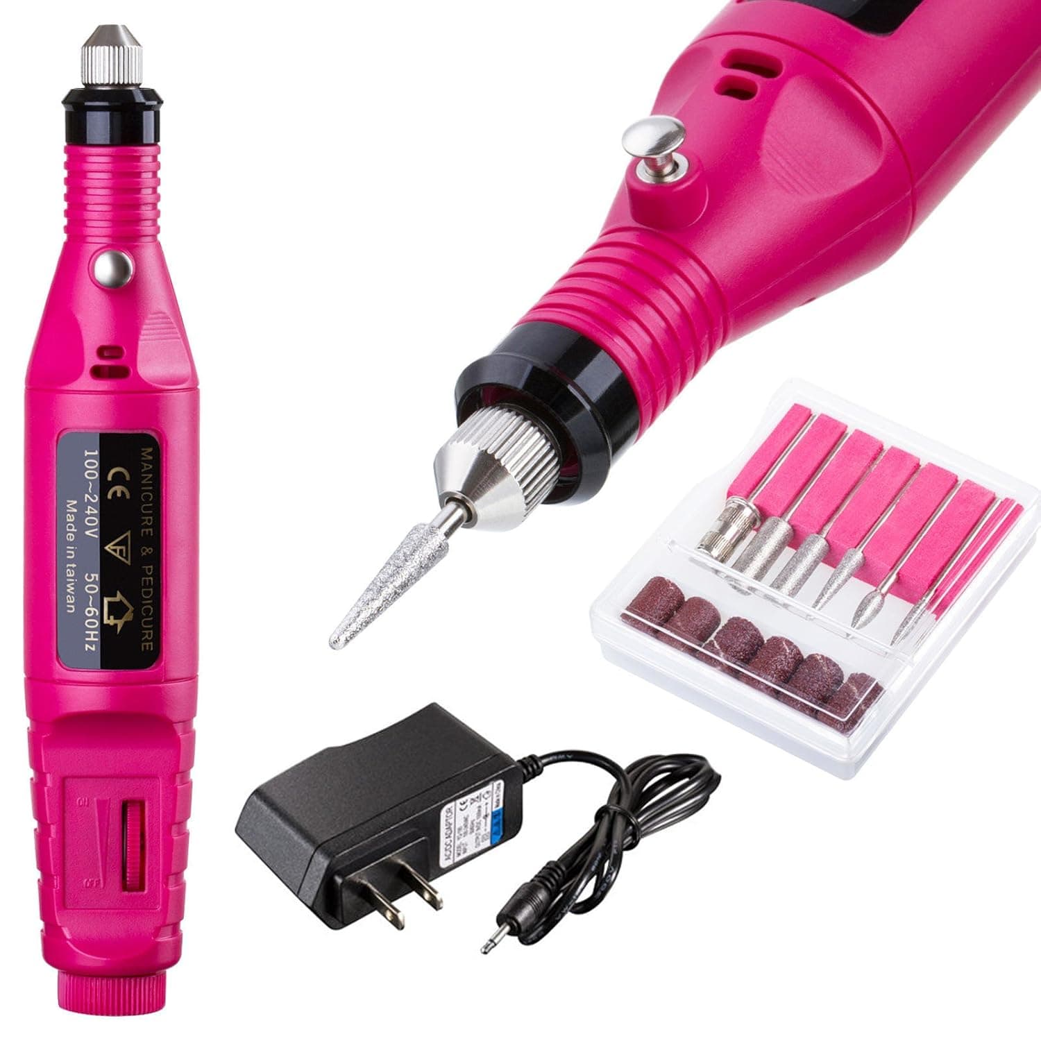 Electric Nail Art Drill Kit with 6 File DIY Nail Polishing Drill Set, Acrylic Nail Drill Manicure Filer Kit, Professional Nail Buffer Machine, Nail Filer Pedicure Manicure