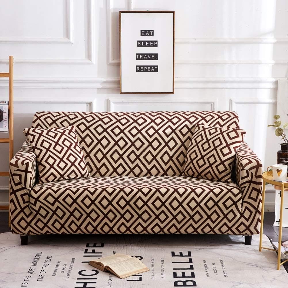 Lamberia Printed Sofa Cover Stretch Couch Cover Sofa Slipcovers for 4 Cushion Couch with One Free Pillow Case (Mysterious Castle, Sofa-4 Seater)