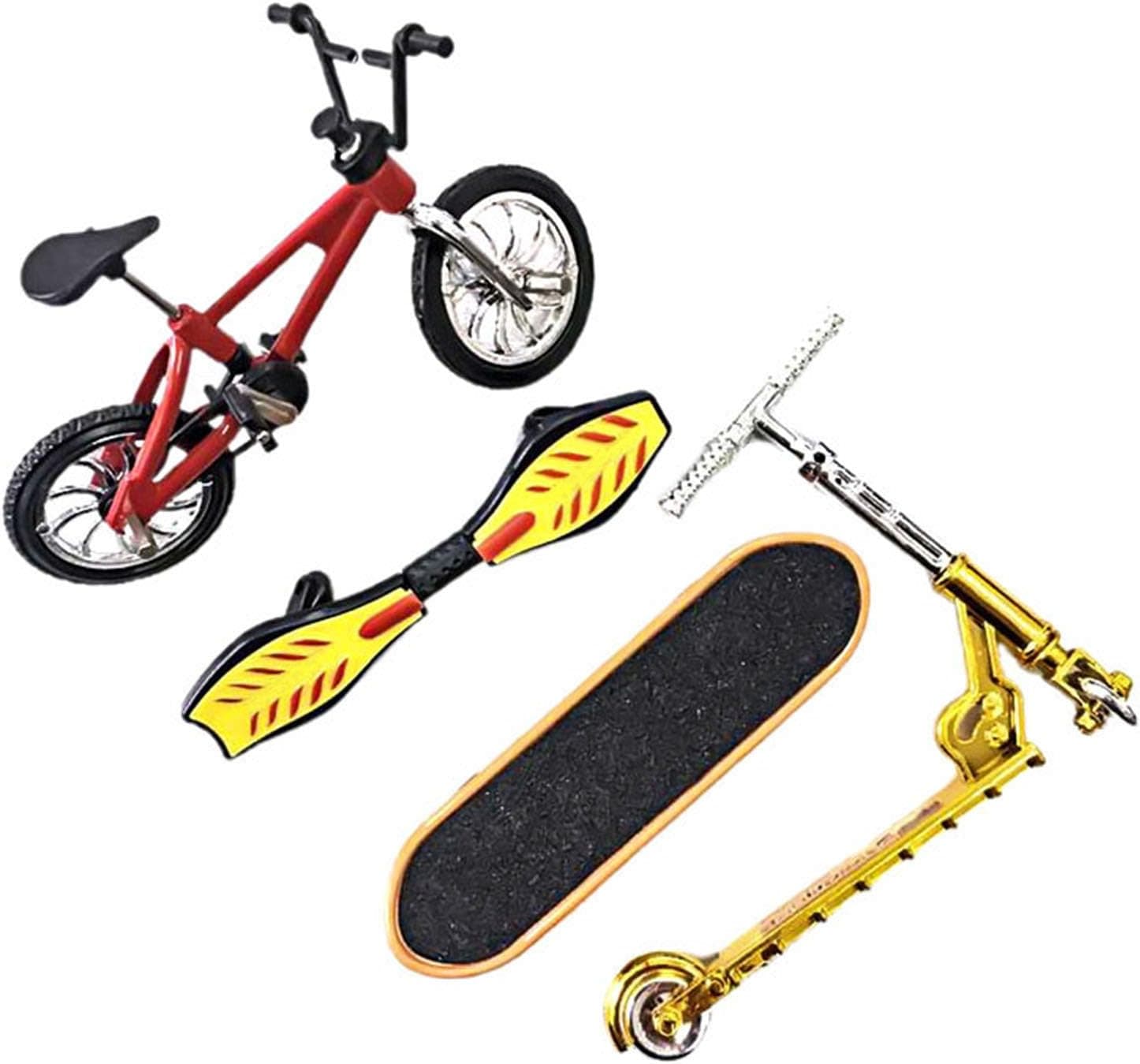 Miniature Finger Toy Set for Boys, Including Bicycle, Skateboard, Vitality Board, Scooter, Vehicle Crafts Decor for Home Red