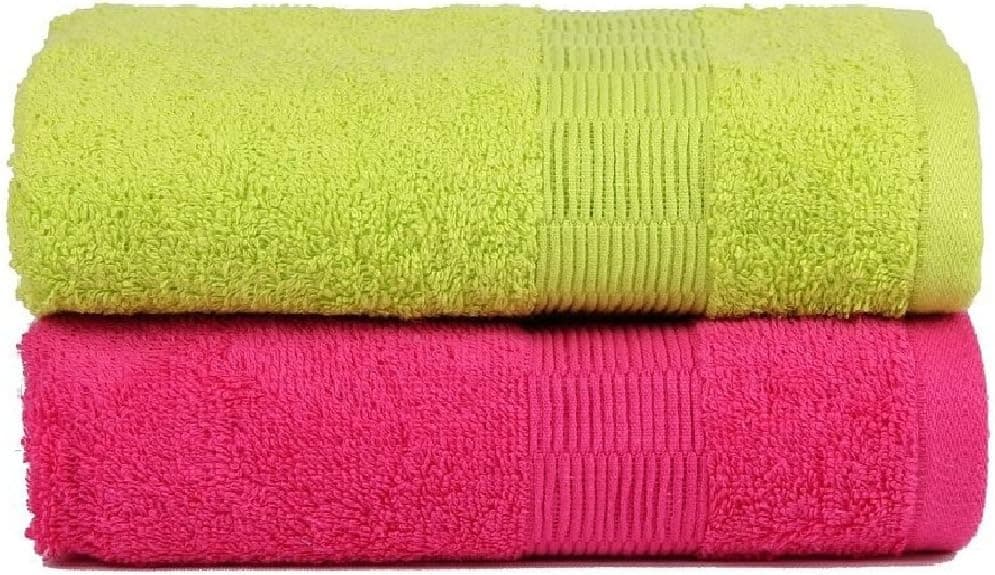 Casa Basics Quick Dry 2 Pieces Extra Large Egyptian Cotton (20 inches by 36 inches) Hand Towels - Light Green & Pink