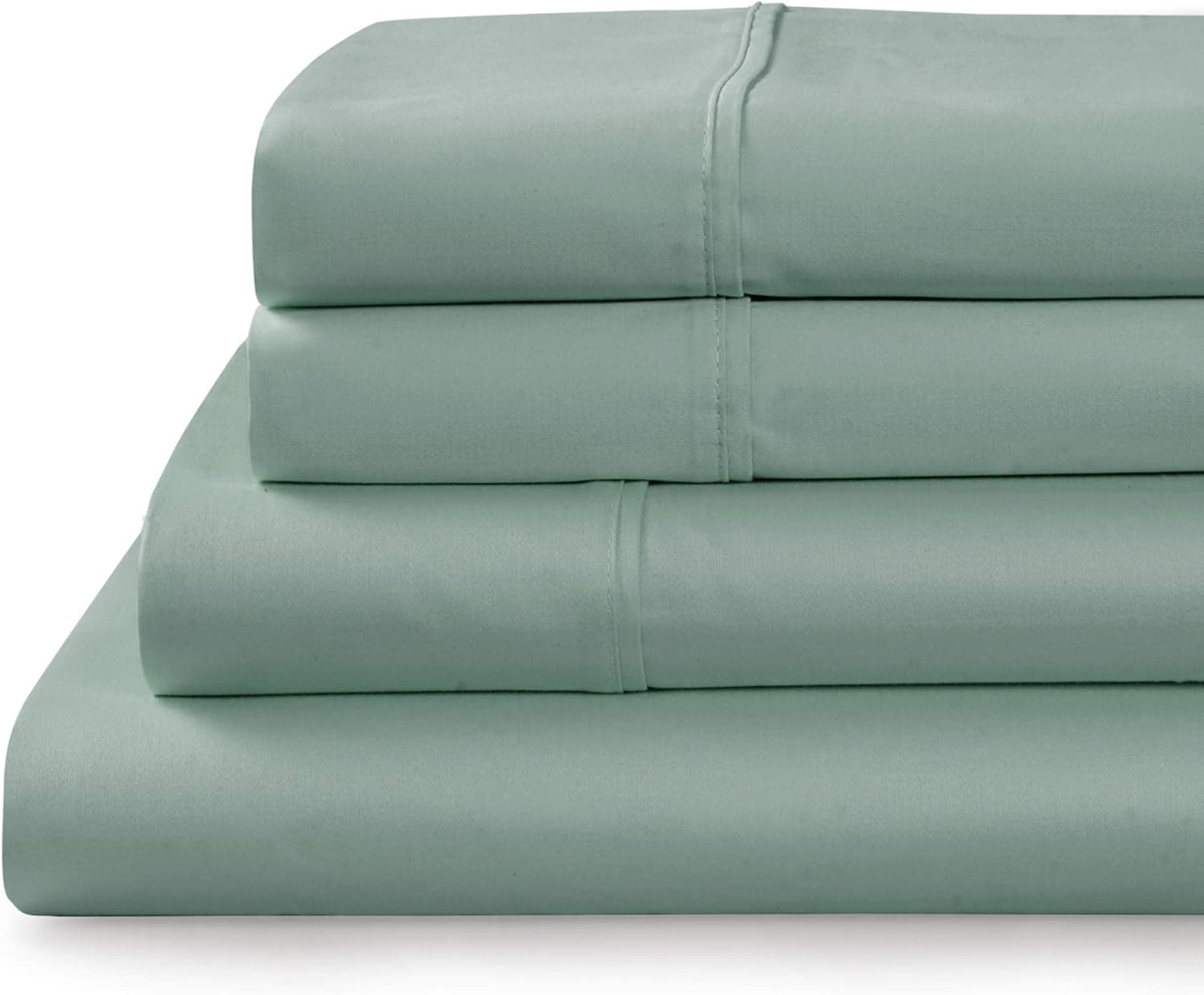 TRANQUIL NIGHTS - 600 Thread Count 100% Cotton Bed Sheet Set, 3-Piece Aqua Twin Size Sheets, Soft & Silky Sateen Weave Luxury Bedding, Deep Pocket Sheets to Fit Upto 17" Mattress