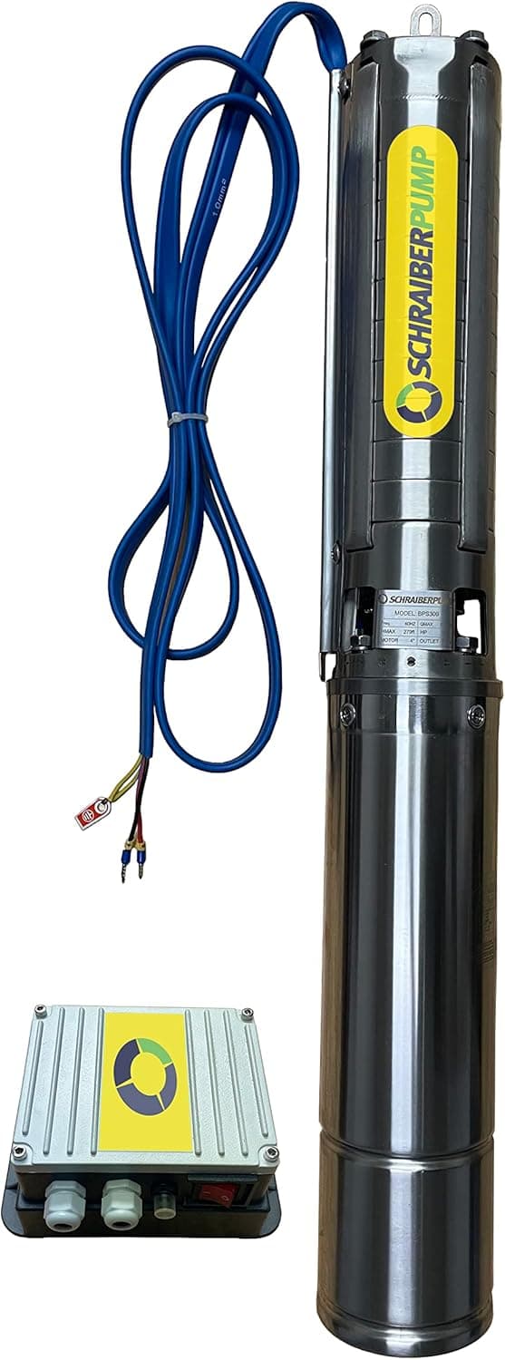 SCHRAIBERPUMP 4" SUBMERSIBLE DEEP WELL PUMP STAINLESS STEEL IMPELLERS - 3HP - 708 FT - 21 GPM - 230V - MODEL 4S3232M - 100% COPPER WINDING - INCLUDES WIRE SPLICE KIT