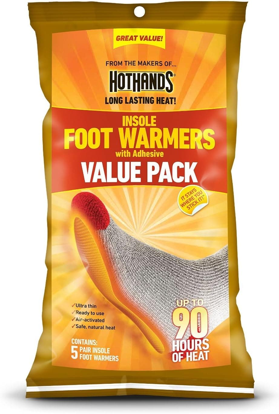 HeatMax Hothands Insole Foot Warmer Super Size Value Pack-10 pairs