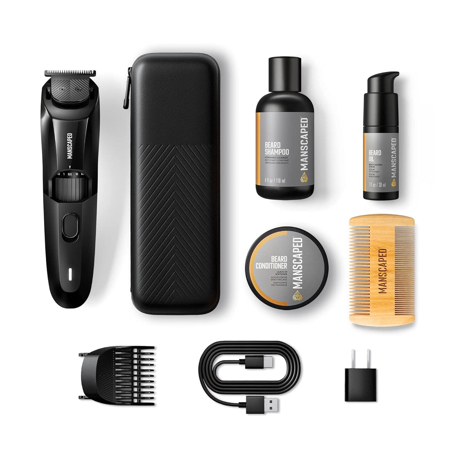 MANSCAPED® The Beard Hedger™ Advanced Kit Includes Our Premium Precision Beard & Mustache Trimmer, Hydrating Shampoo, Softening Conditioner, Moisturizing Oil & Facial Hair Comb