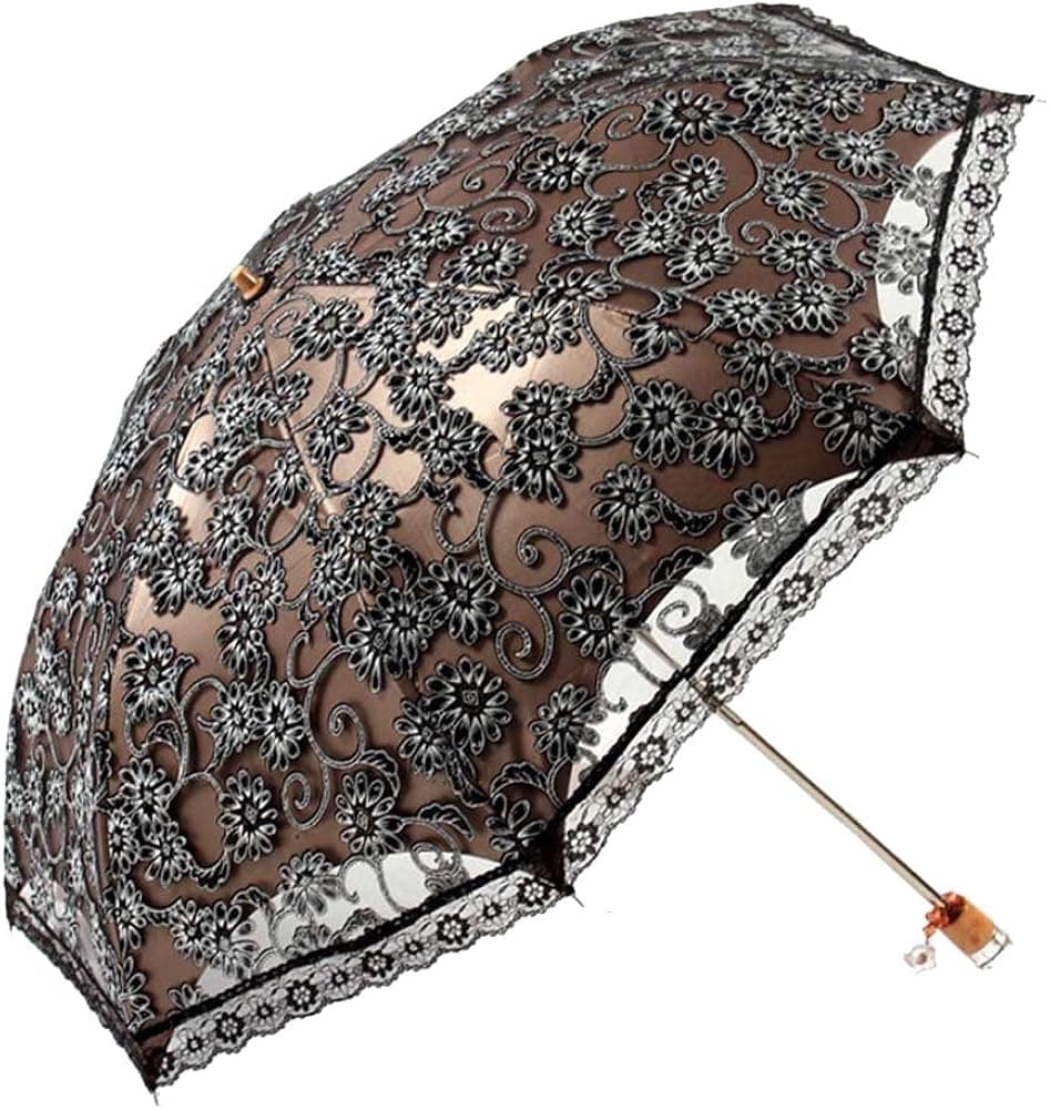 Honeystore Lace Travel Parasol Folding Anti-uv Windproof Embroidery Umbrella