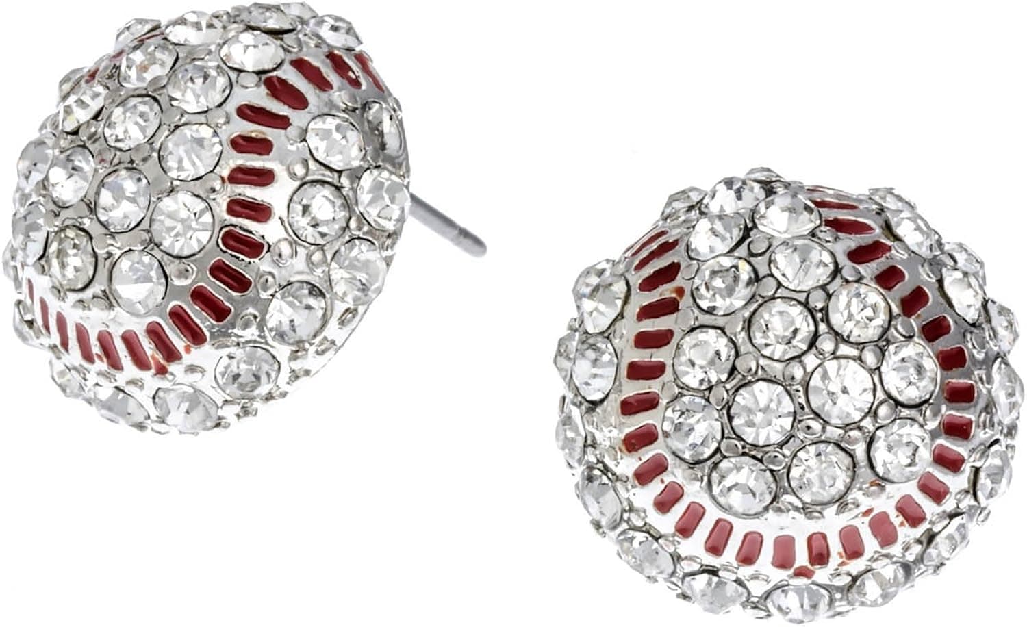 PammyJ Baseball Jewelry - Clear Crystal Baseball Post Earrings
