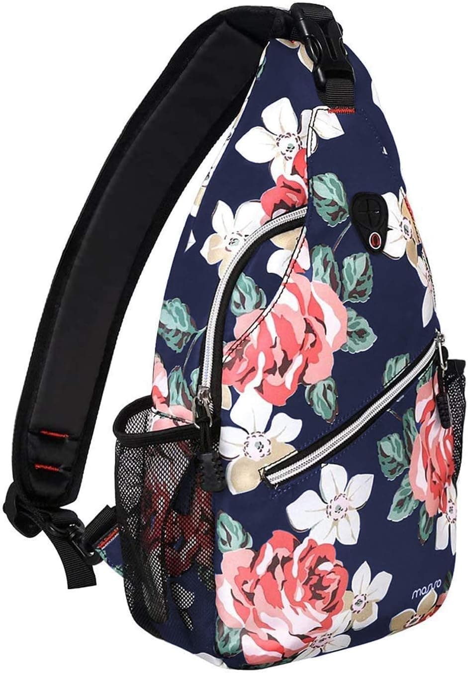 MOSISO Sling Backpack,Travel Hiking Daypack Rose Rope Crossbody Shoulder Bag