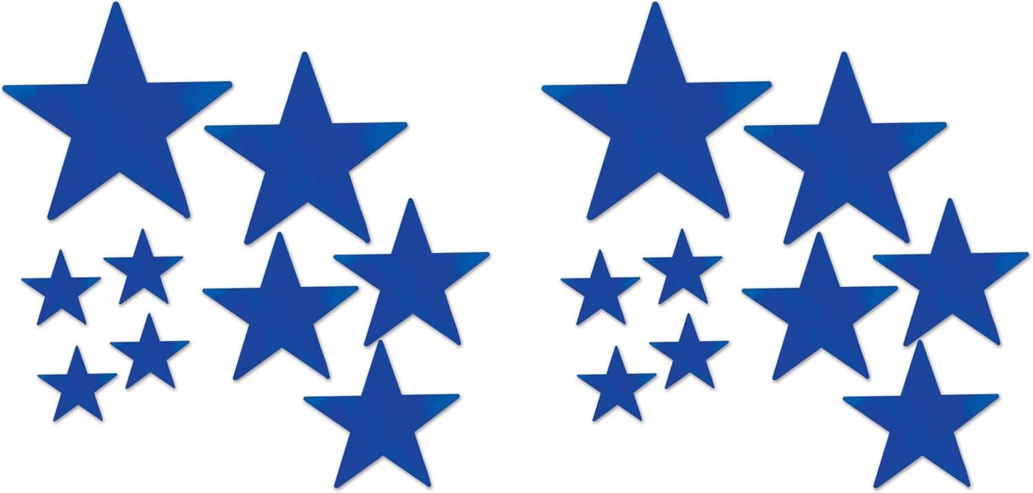 Beistle Beistle , 18 Piece Packaged Foil Star Cutouts, Assorted Sizes (Blue), Assorted Sizes, Blue