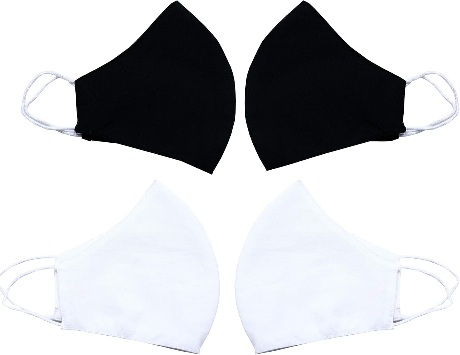 4 Pack Designer 100% Cotton Daily Face Mask Washable Reusable Smooth and Comfortable Fabric For Dust Protection Black and White