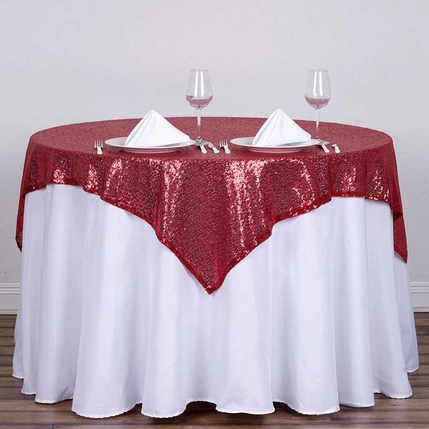 HMQIANG Burgundy Sequin Tablecloth 50"x50" Sparkly Burgundy Drape Table Cloth Sequin Fabric Table Cover for Wedding Birthday Party Baby Shower