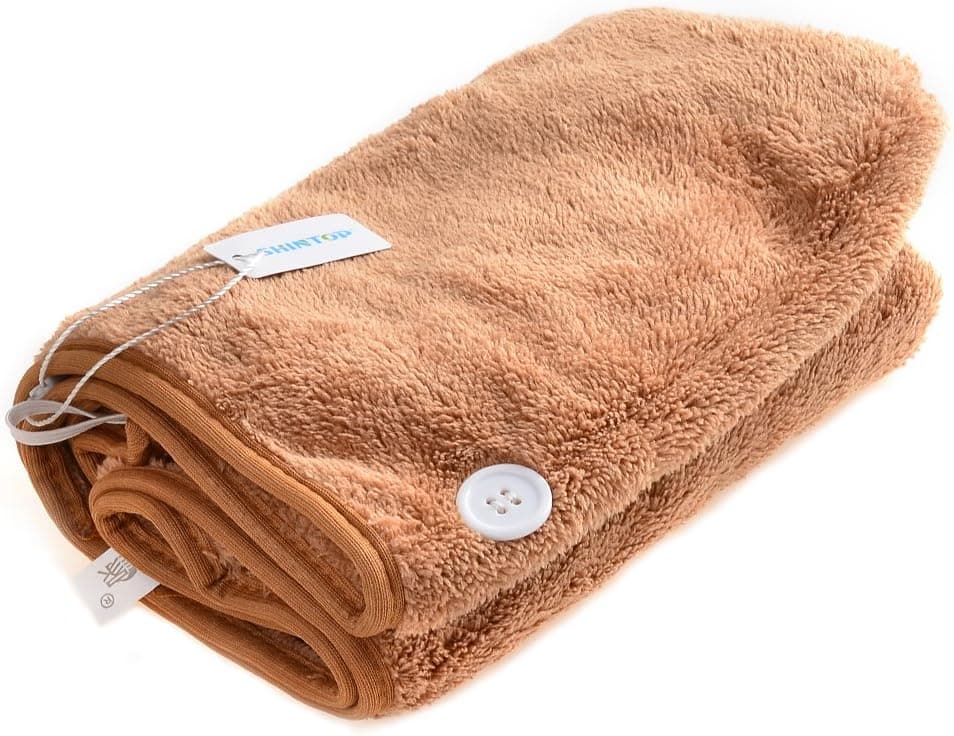 Shintop Sweet Type Dry Hair Cap Sweet Superfine Fiber Soft Towel Bath Head Wrap Turban (Coffee)