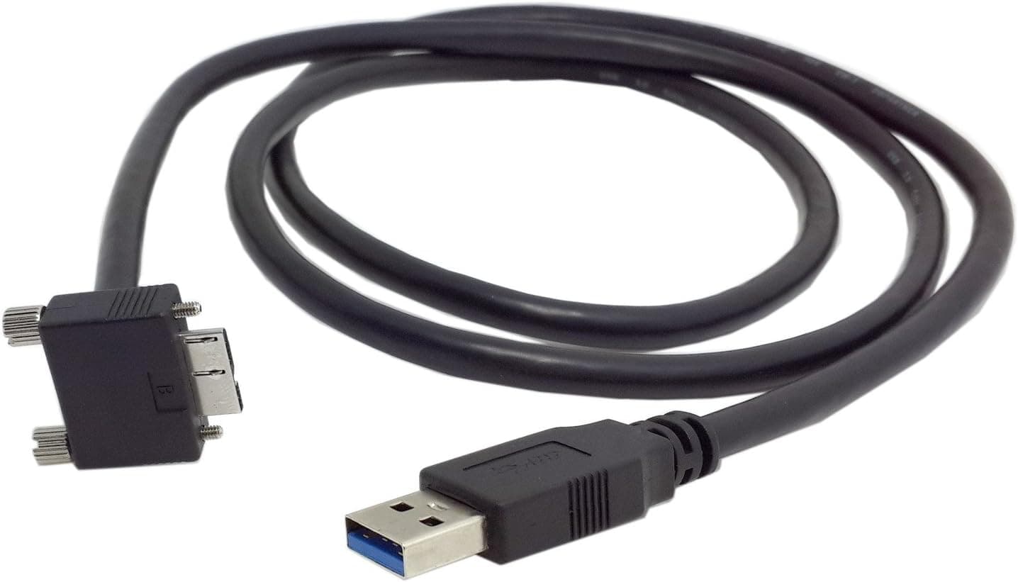 Smays USB 3.0 Male to Right Angle Micro-b 9-Pin Data Cable with Screws Lock to Panel (3.9 Feet = 1.2 Meters, Black)
