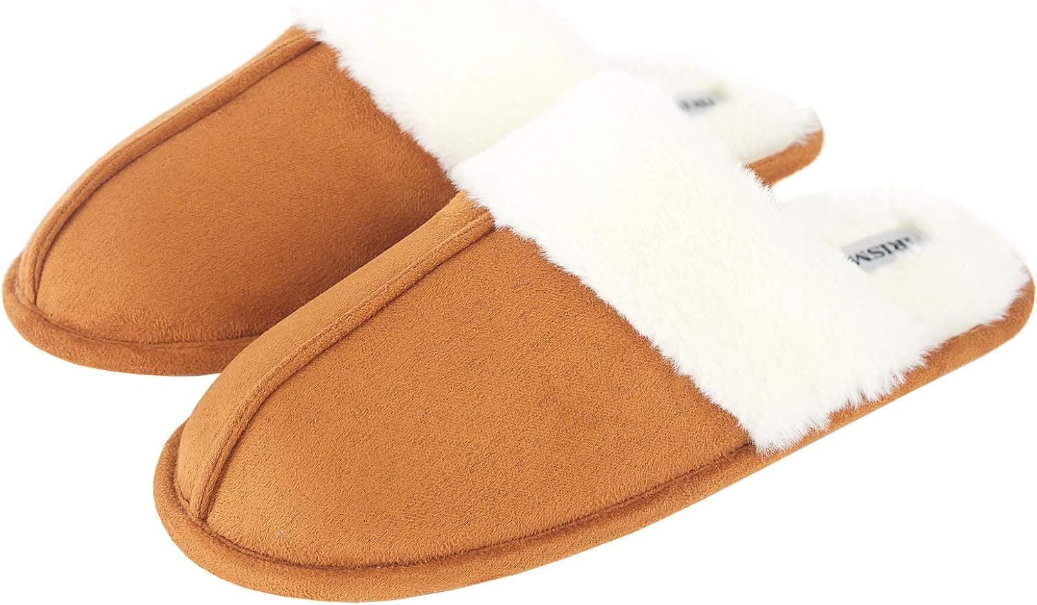 IRISMON Suede Faux Slippers for Women, Comfortable House Warm Fur Slippers with Memory Foam, Anti-Slip Breathable Bedroom Fuzzy Fluffy Shoes for Indoor & Outdoor Use
