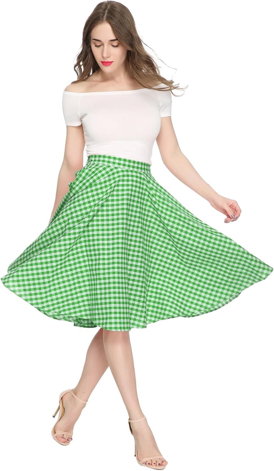 Maggie Tang 1950s Vintage Retro Polka Dots Swing Rockabilly Casual Party Skirts