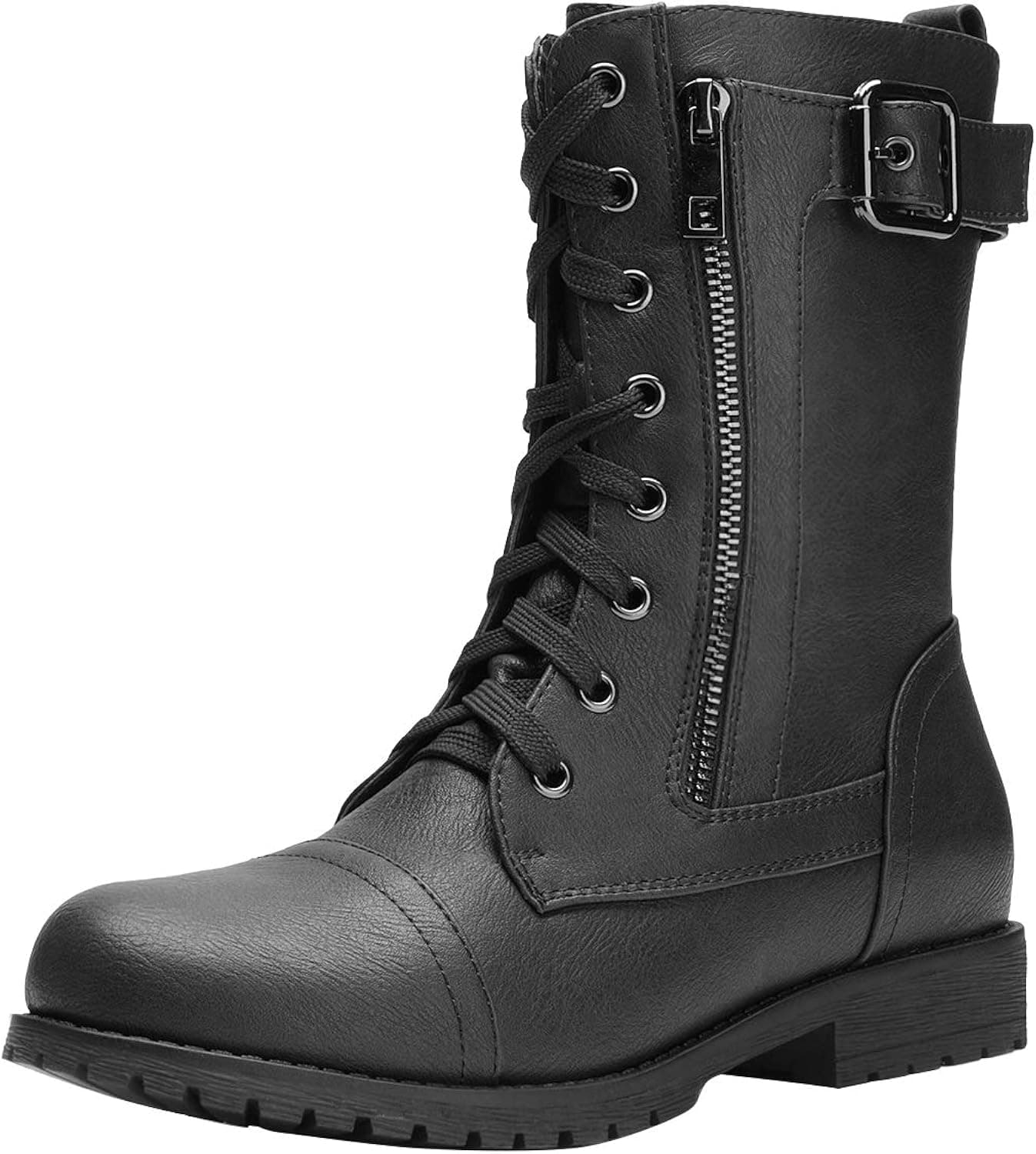 DREAM PAIRS Women's Ankle Bootie Winter Lace up Mid Calf Military Combat Boots