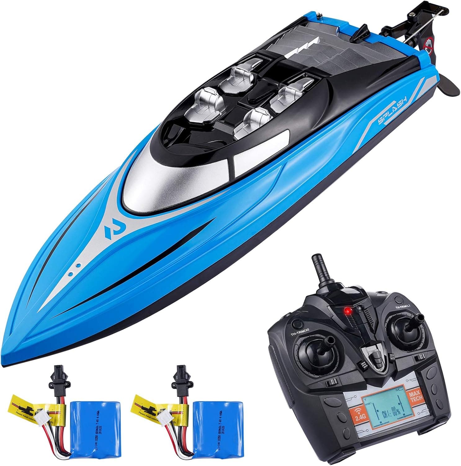 OYE HOYE Remote Control Boat for Lakes and Pools, 25MPH High Speed RC Boat for Adults & Kids with LCD Screen & Extra Batteries, Inbuilt Capsize Recovery & Motor Cooling