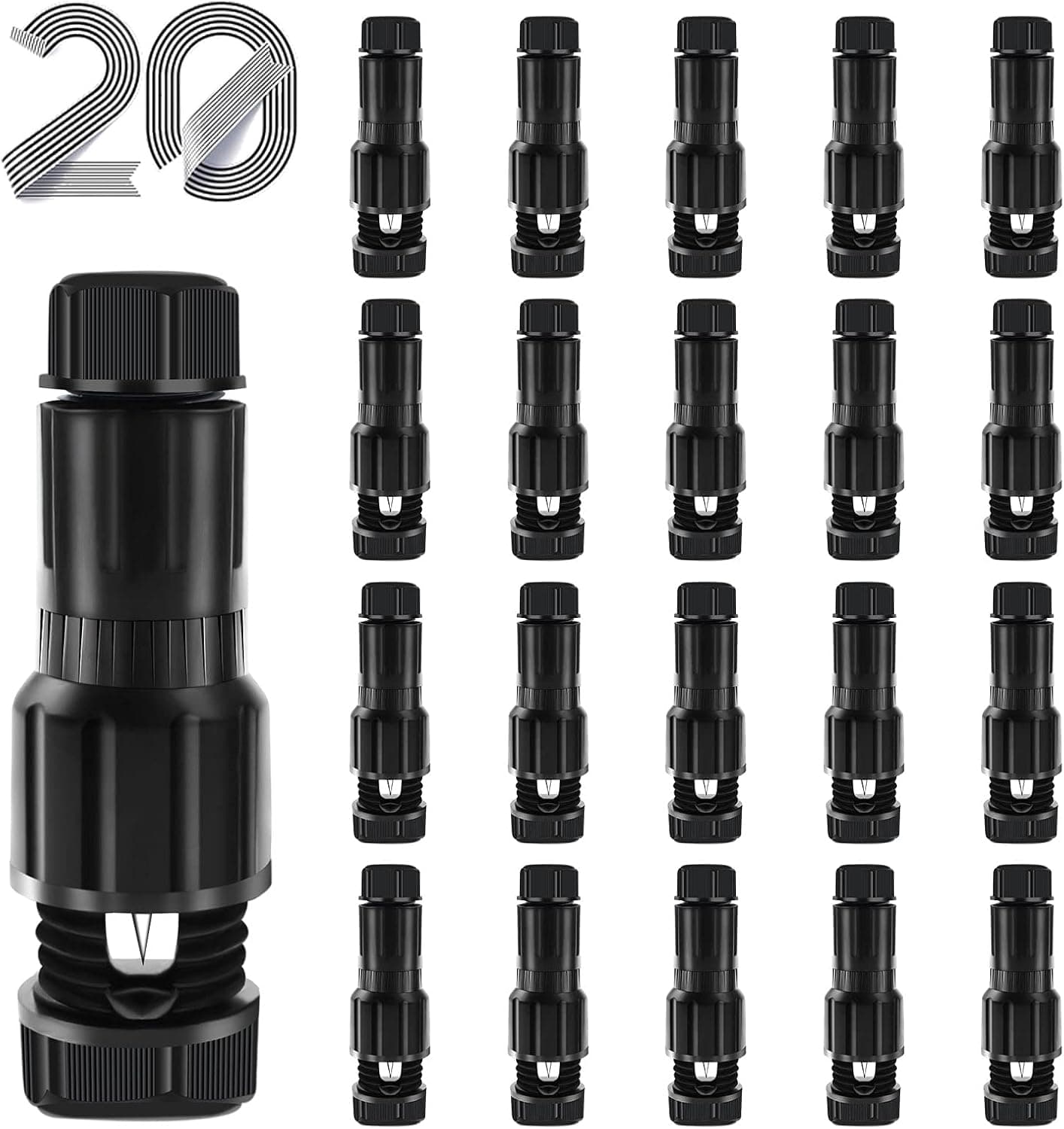 JAJUSTORE Low Voltage Fastlock Wire Connectors for Landscape Lighting Path Lights 12-16 Gauge Cable Connector Work with Malibu Paradise and Wired Outside Lighting (20 Pack)