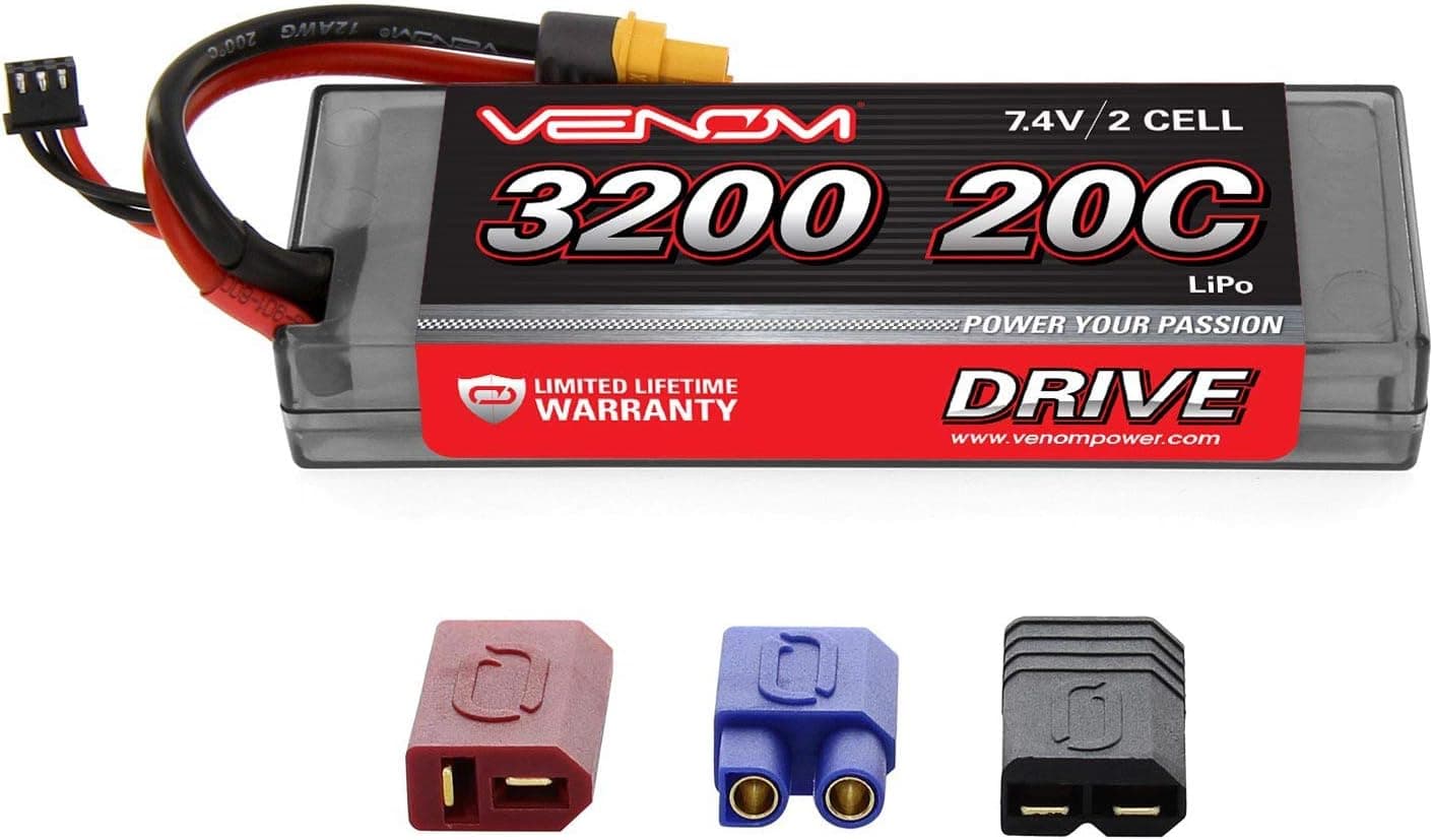 Venom 20C 2S 3200mAh 7.4V Hard Case LiPo Battery with Universal Plug (EC3/Deans//Traxxas)