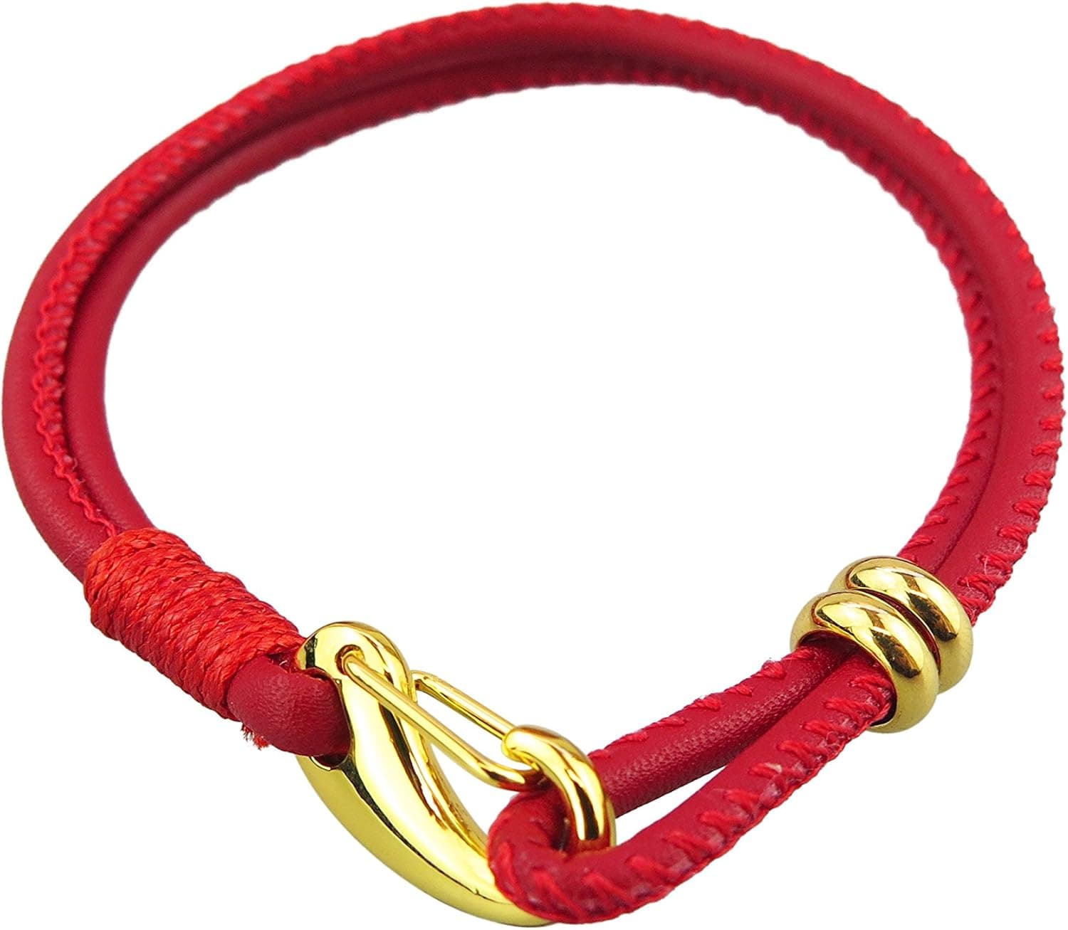 Luck Trader Kabbalah Red Gold Plated Leather Bracelet