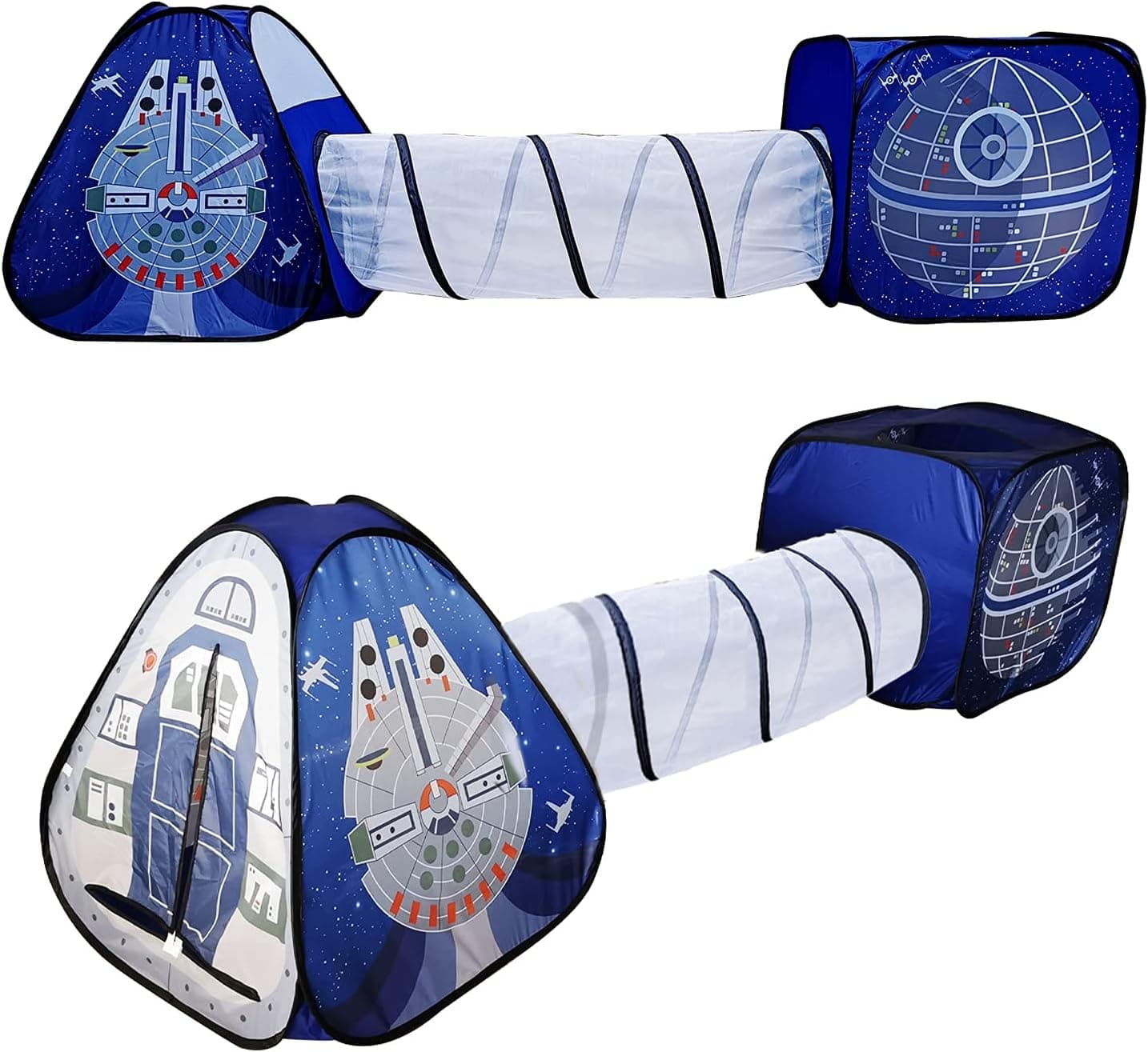 Tunnel Tent for Kids, 3pc, Toy Crawl Play Tent, Indoor/Outdoor Playhouse, Spaceship Tent Set, Boys and Girls Best Birthday Gifts