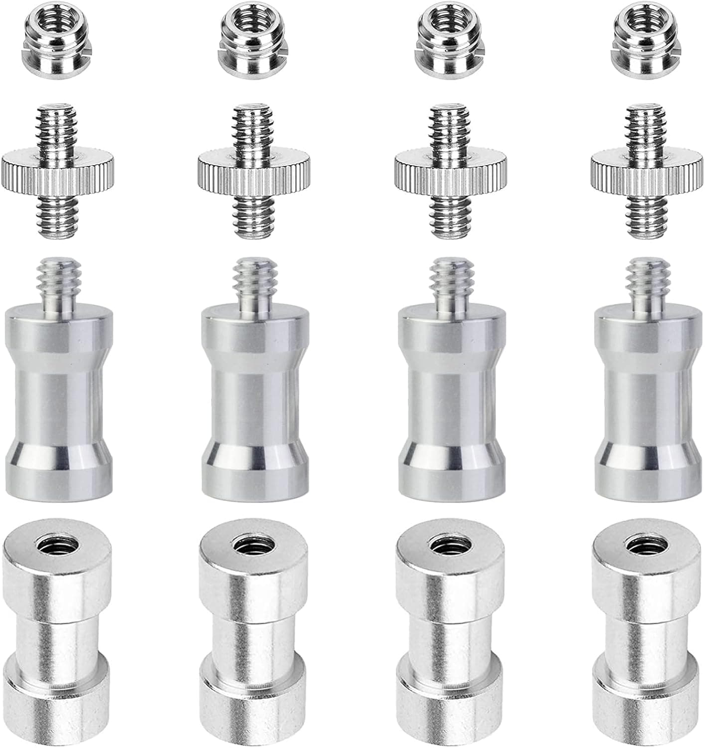 Camera Screws Kit, PAMOWO 16Pcs Tripod Mount Screw Adapter 1/4" to 1/4" Threaded Ring Screw Converter Pack, 1/4" to 3/8" Nut for DSLR Camera/Tripod/Monopod/Ballhead/Flash Light/Quick Release Plate