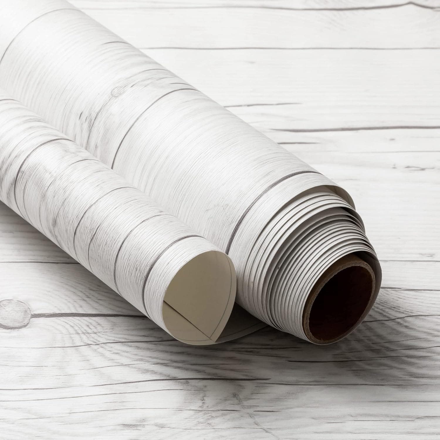 Very Berry Sticker White Contact Paper Peel and Stick (19.6" x 118", 2 Pack, Light Texture, White Grain) Wood Sticky Back Plastic Patterned Vinyl for Walls