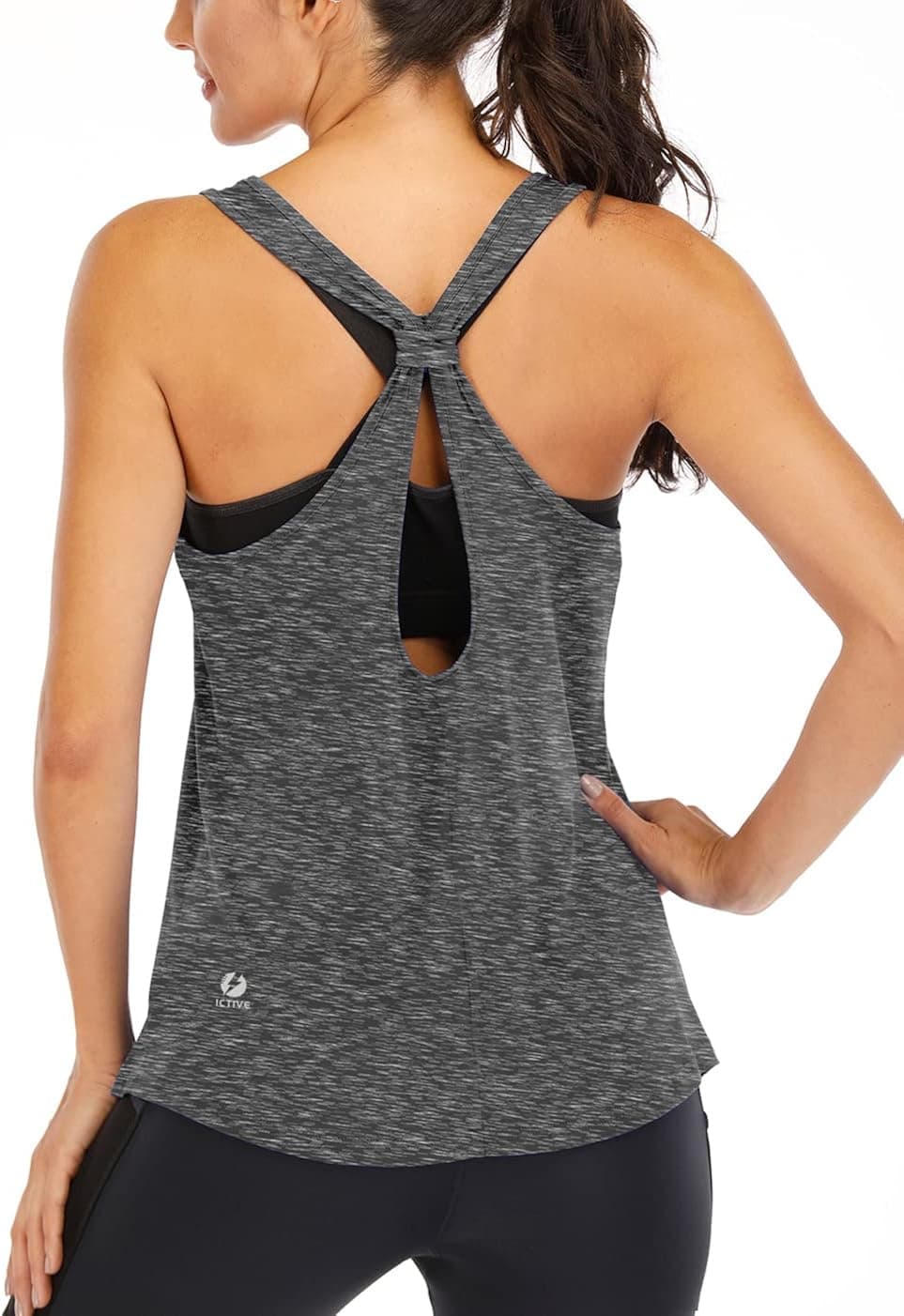 ICTIVE Workout Tank Tops for Women Yoga Tops for Women Loose fit Backless Muscle Tank Racerback Tank Tops Summer Gym Tops
