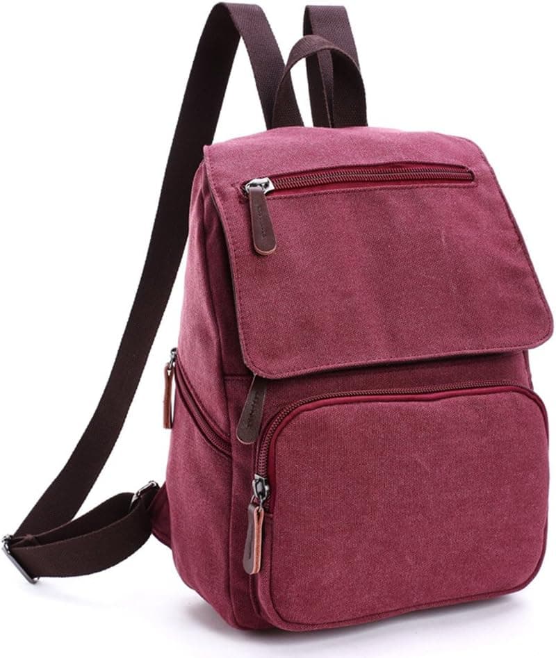 Toupons Small Canvas Backpack for Gilrs & Boys Kids School Rucksack (Maroon)